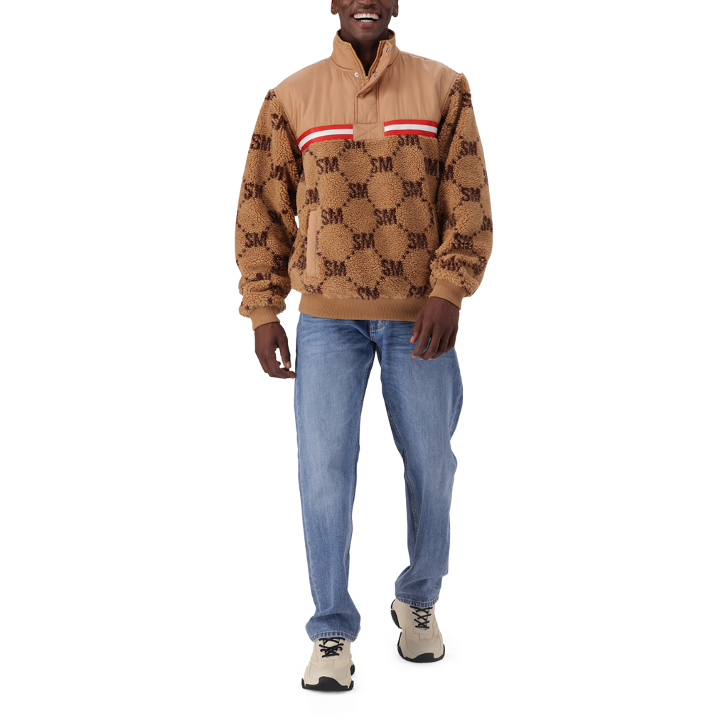 JESSE CAMEL TEDDY FLEECE COLLARED SWEAT