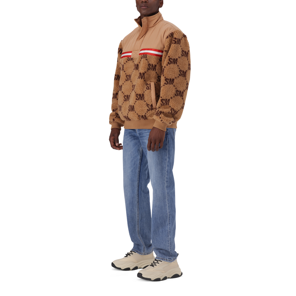 JESSE CAMEL TEDDY FLEECE COLLARED SWEAT