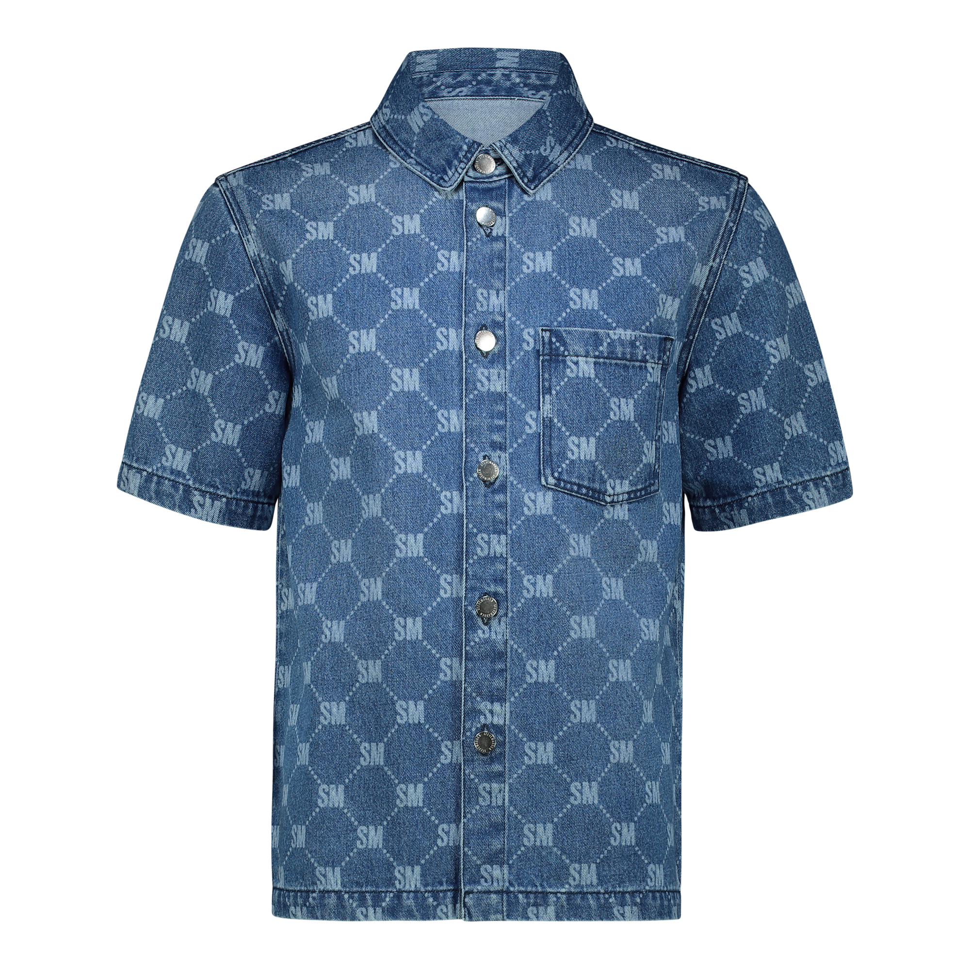 BLAKE MID BLUE PRINTED DENIM SHIRT