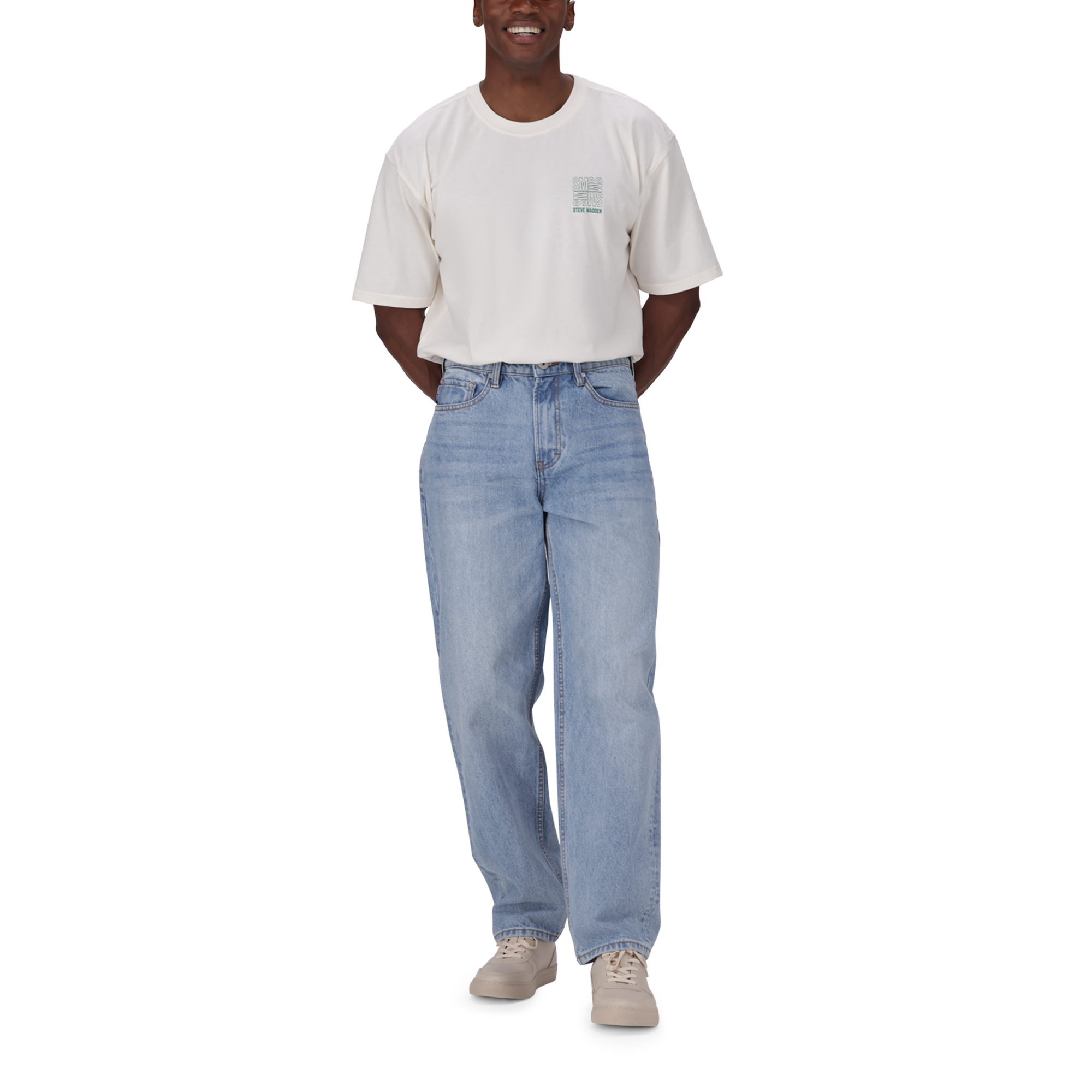 OSCAR MID BLUE STRAIGHT FIT MID WASH JEANS