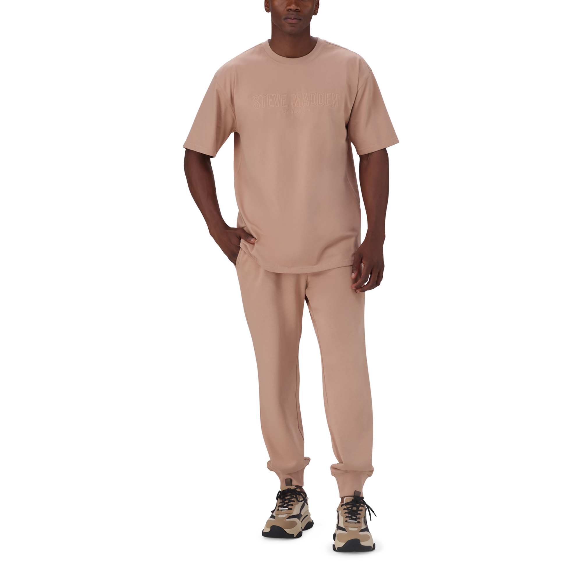 EMMET TAUPE EMBROIDERED BOXY T-SHIRT
