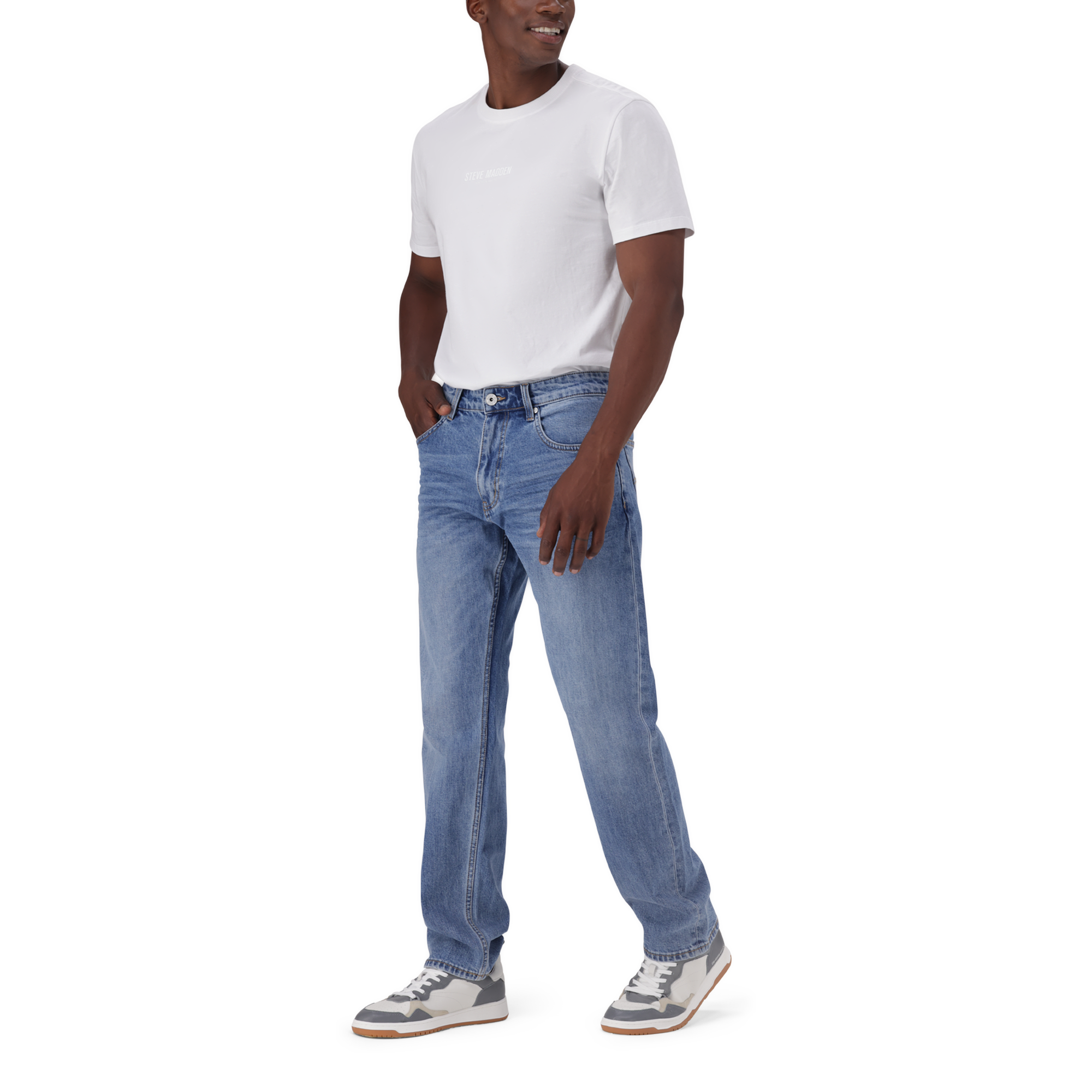 KAIRO SLIM STRAIGHT MID WASH JEANS