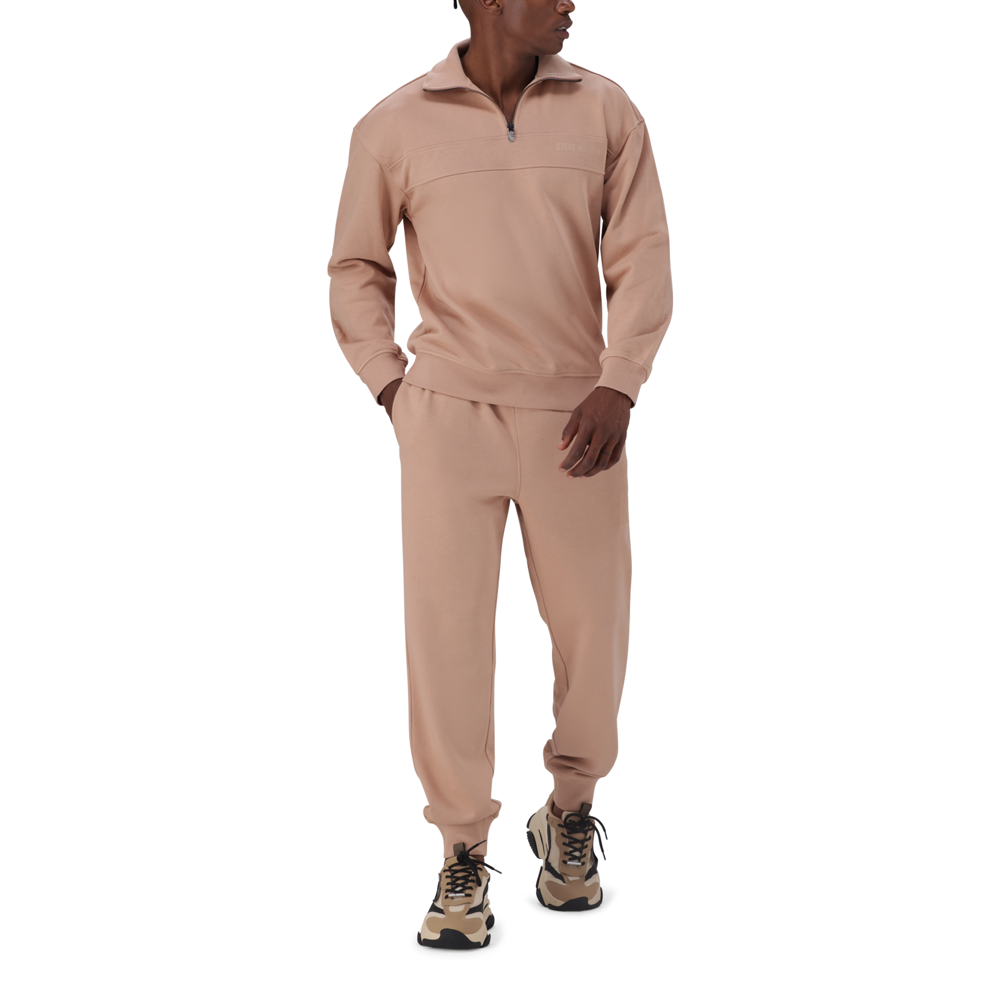 ATLAS TAUPE FRENCH TERRY COLLARED SWEAT