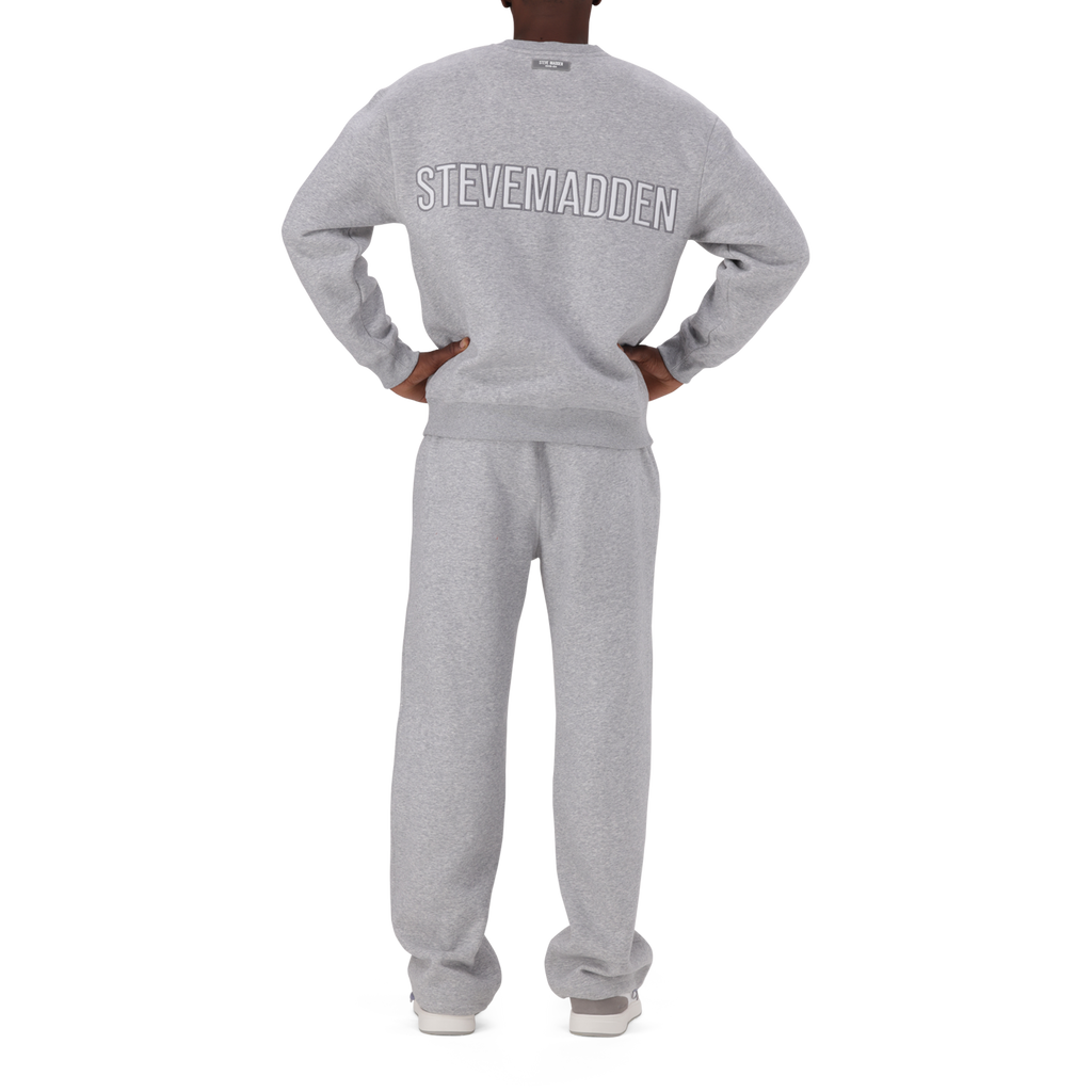 CAMDEN GREY MELANGE OVERSIZED FLEECE CREW NECK