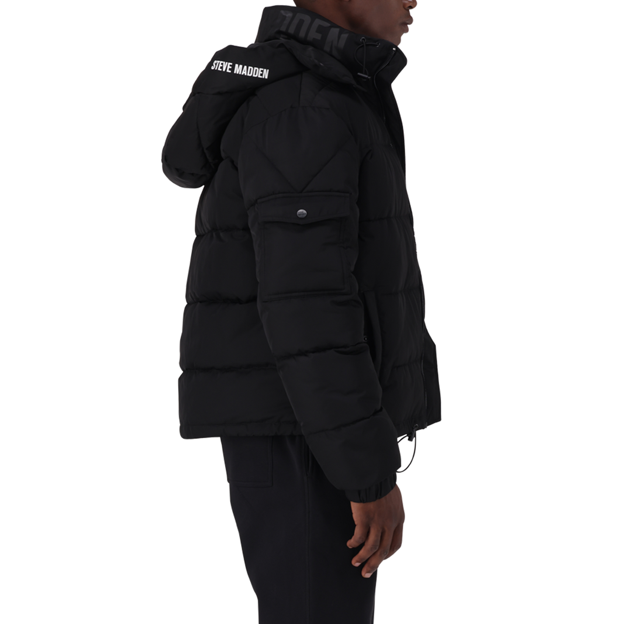 JOEL BLACK PUFFER JACKET WITH DETACHABLE HOOD
