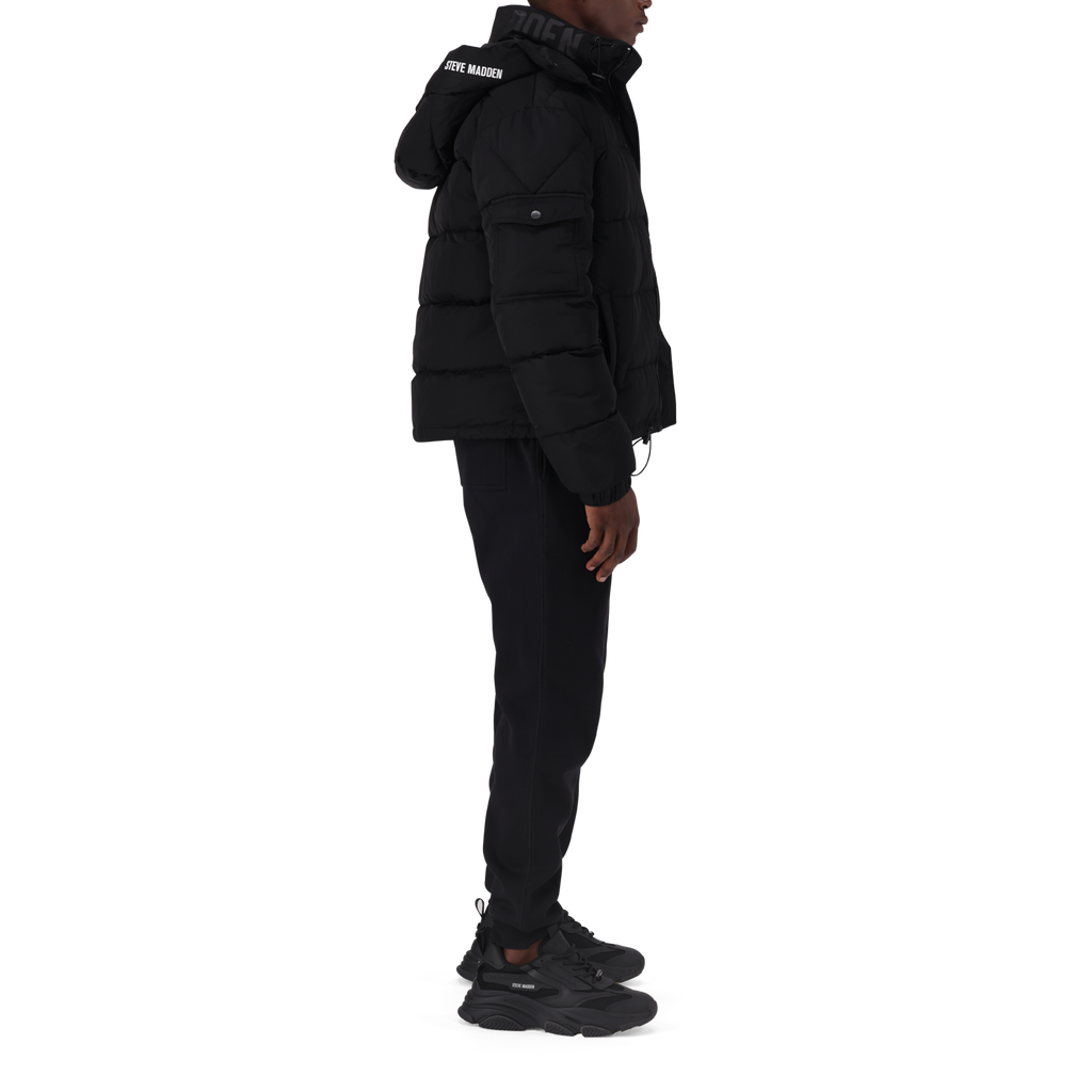 JOEL BLACK PUFFER JACKET WITH DETACHABLE HOOD