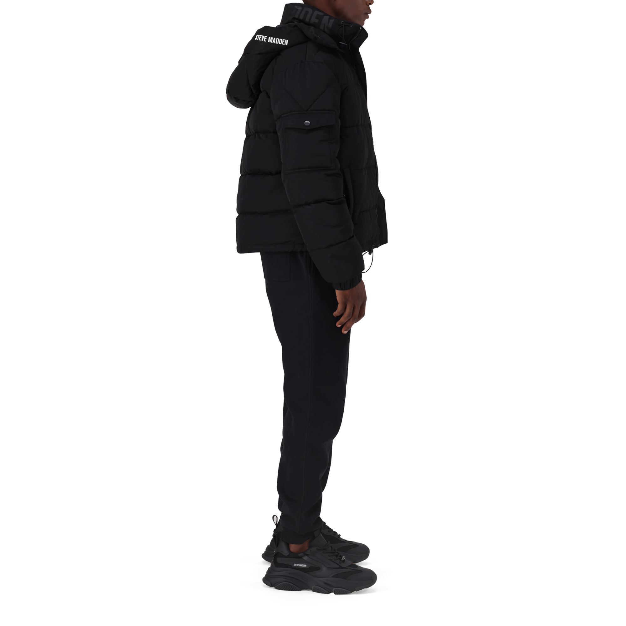 JOEL BLACK PUFFER JACKET WITH DETACHABLE HOOD