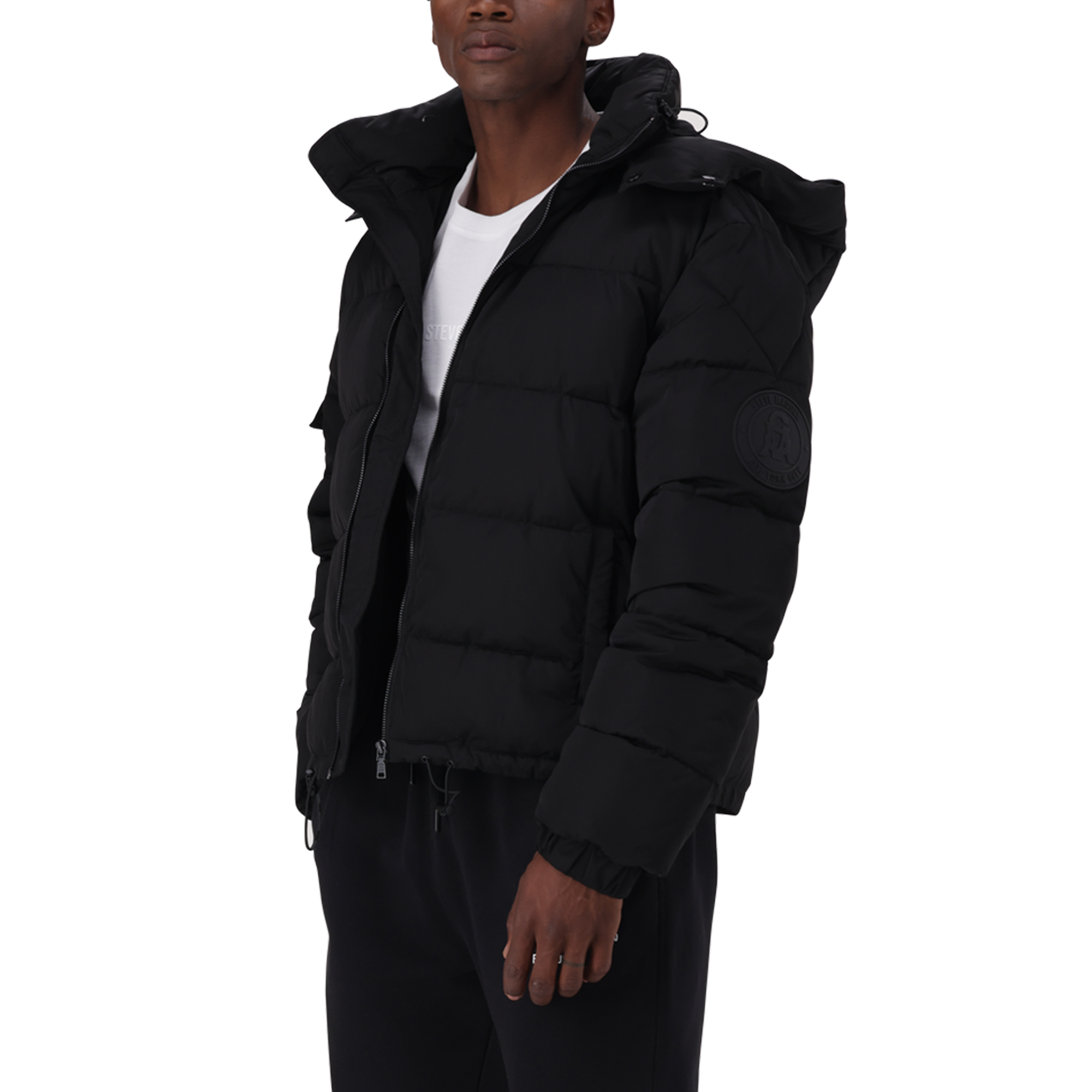 JOEL BLACK PUFFER JACKET WITH DETACHABLE HOOD