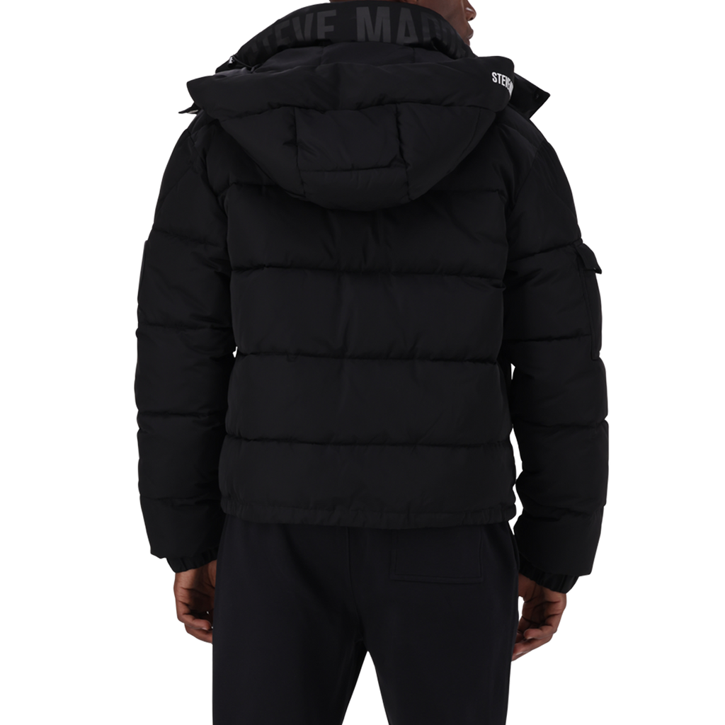 JOEL BLACK PUFFER JACKET WITH DETACHABLE HOOD