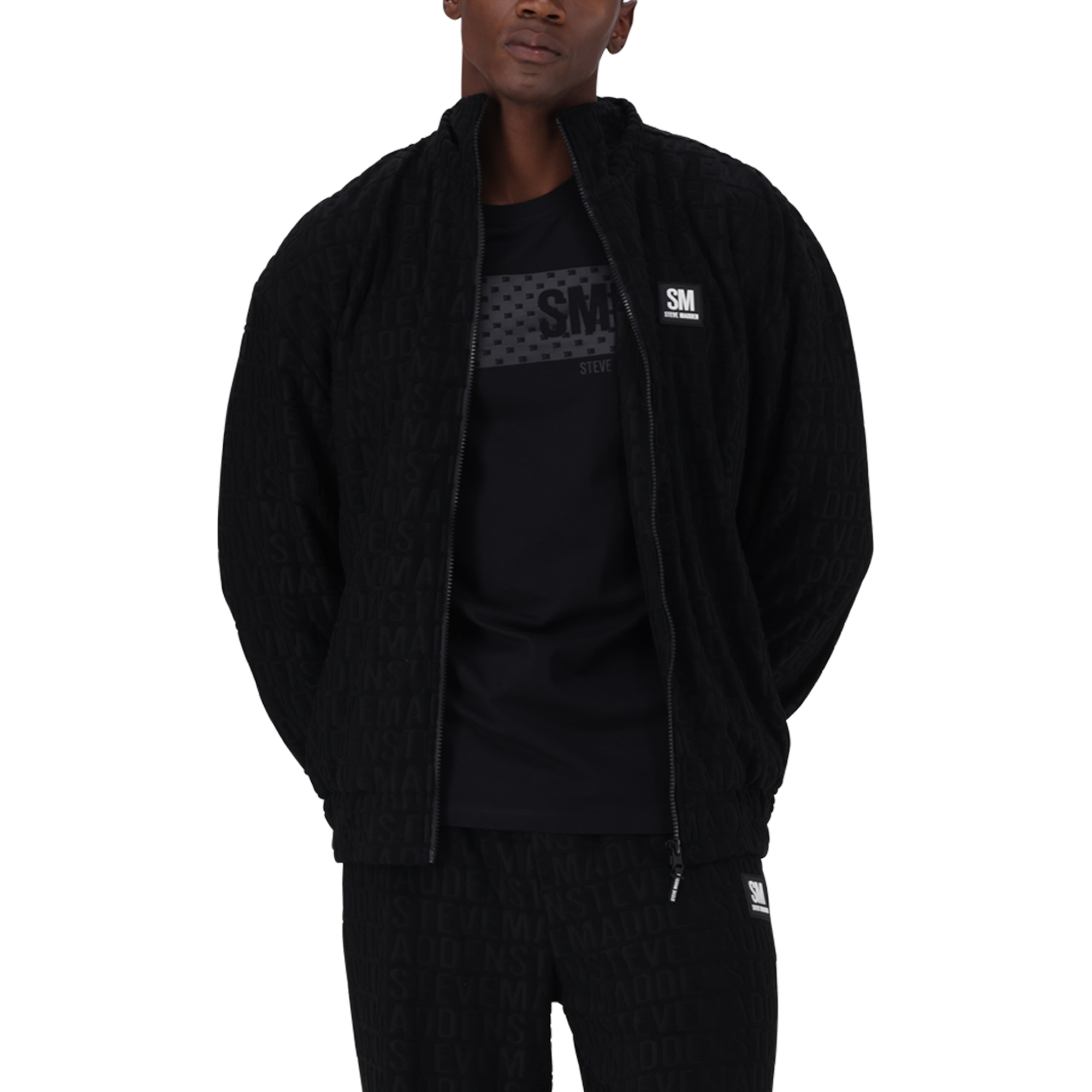COOPER BLACK ZIP THROUGH SWEAT WITH EMBOSSED LOGO