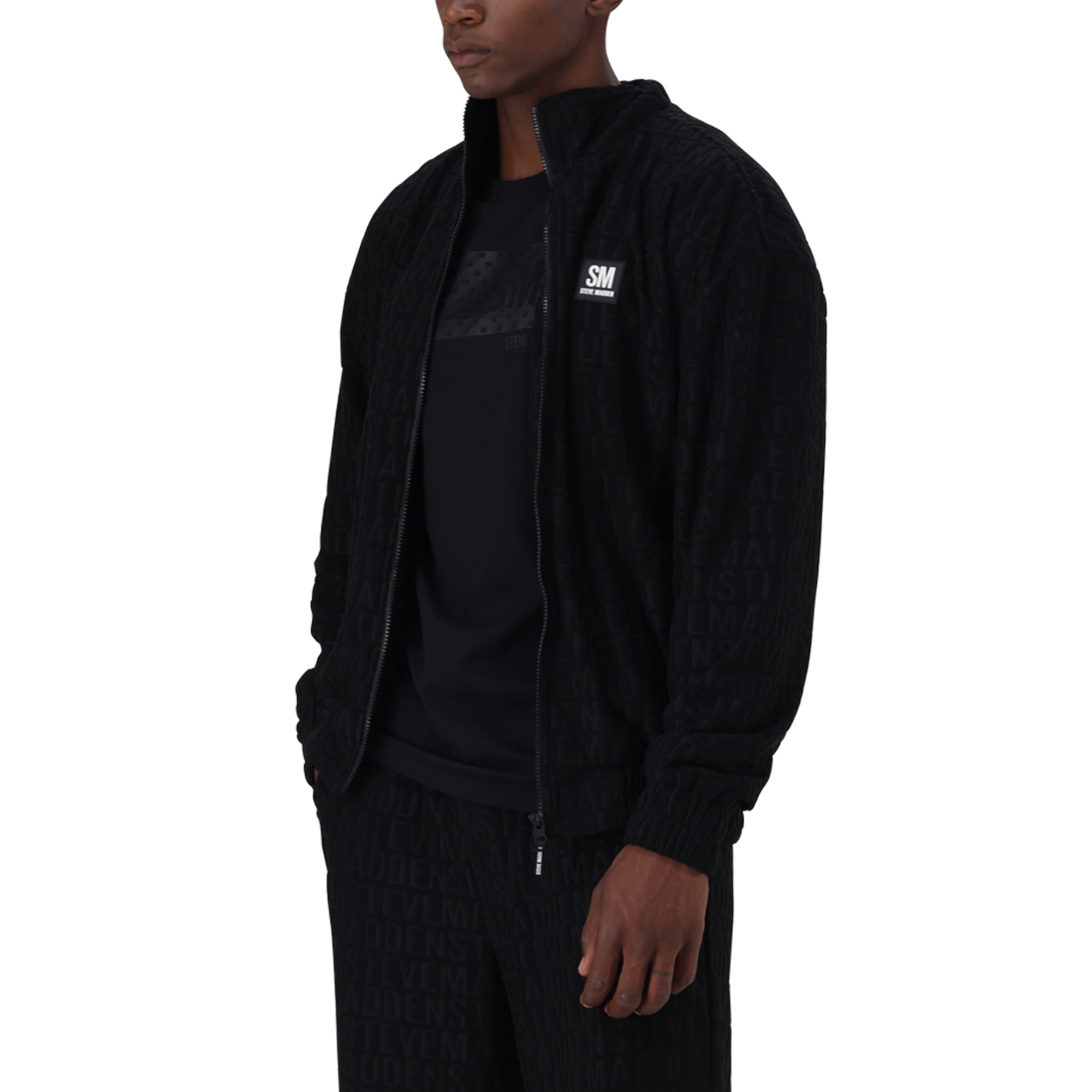 COOPER BLACK ZIP THROUGH SWEAT WITH EMBOSSED LOGO