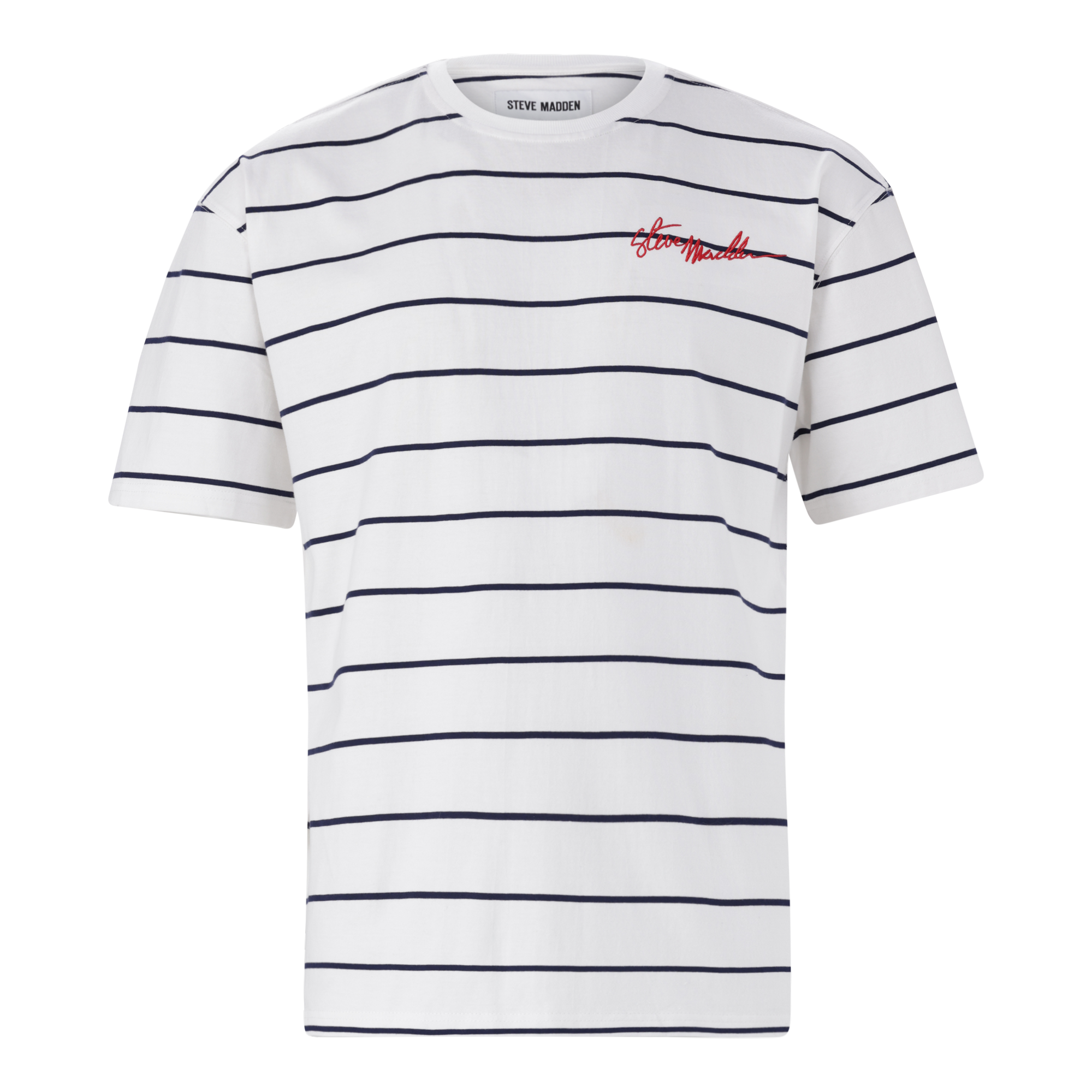 ZEE WHITE NAVY STRIPE CREW NECK T-SHIRT