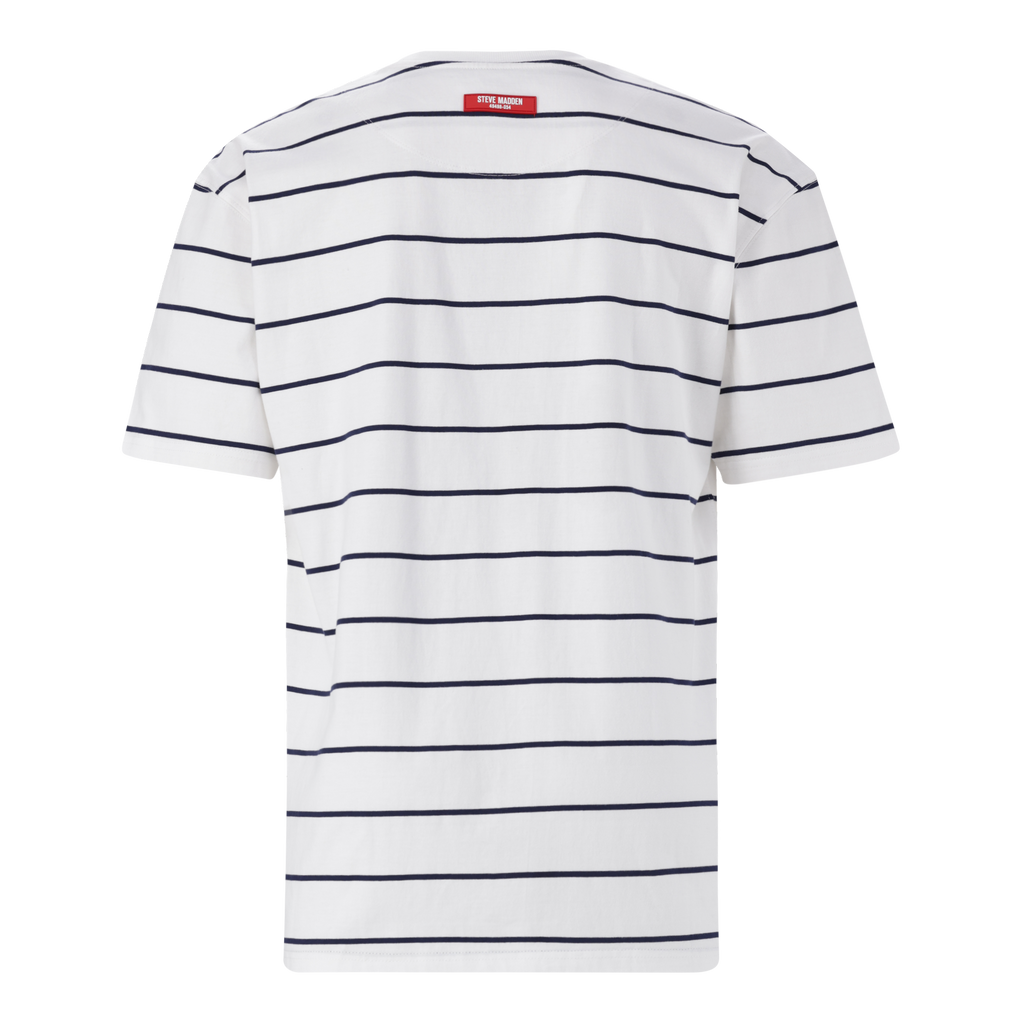 ZEE WHITE NAVY STRIPE CREW NECK T-SHIRT