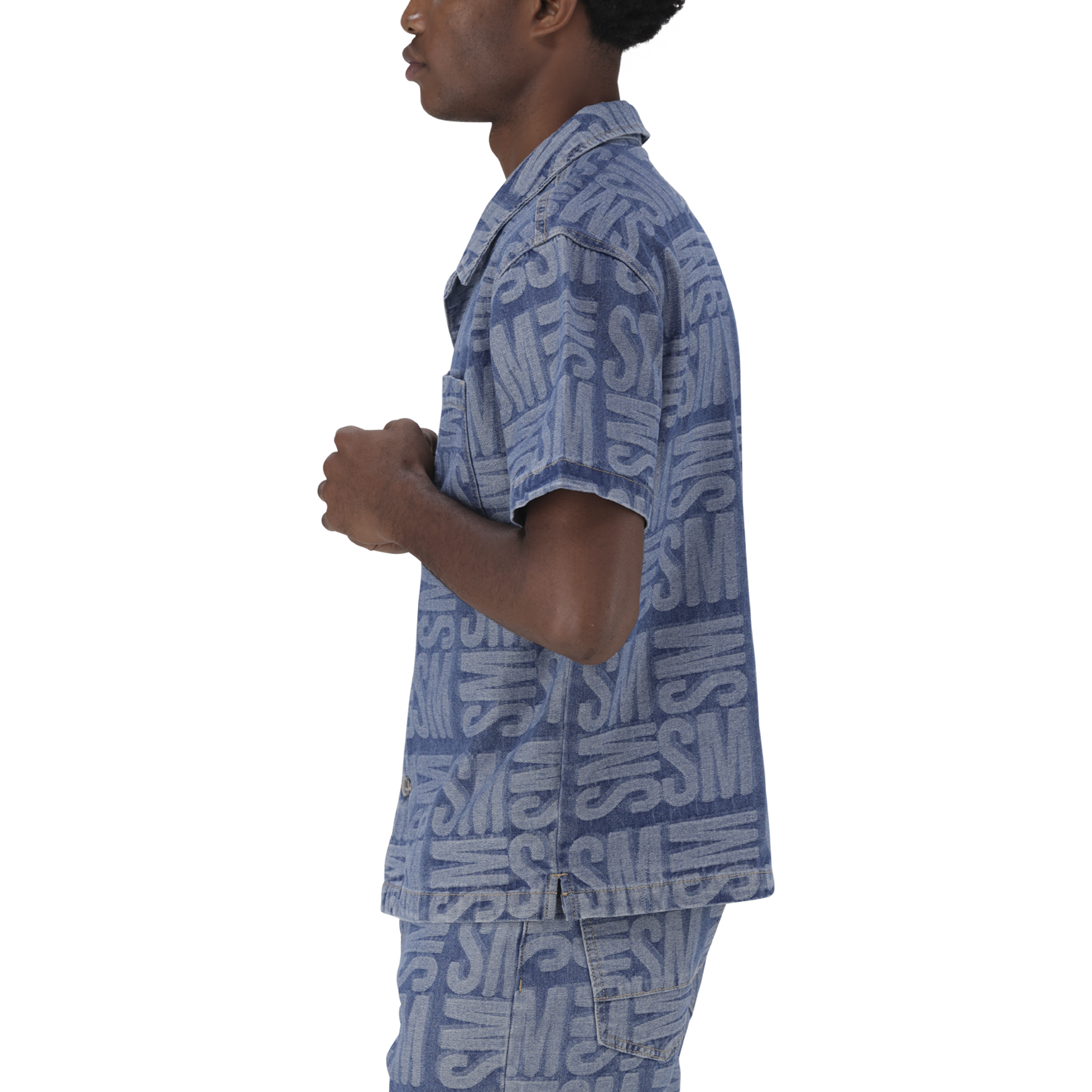 JUSTIN MID BLUE JACQUARD DENIM SHIRT