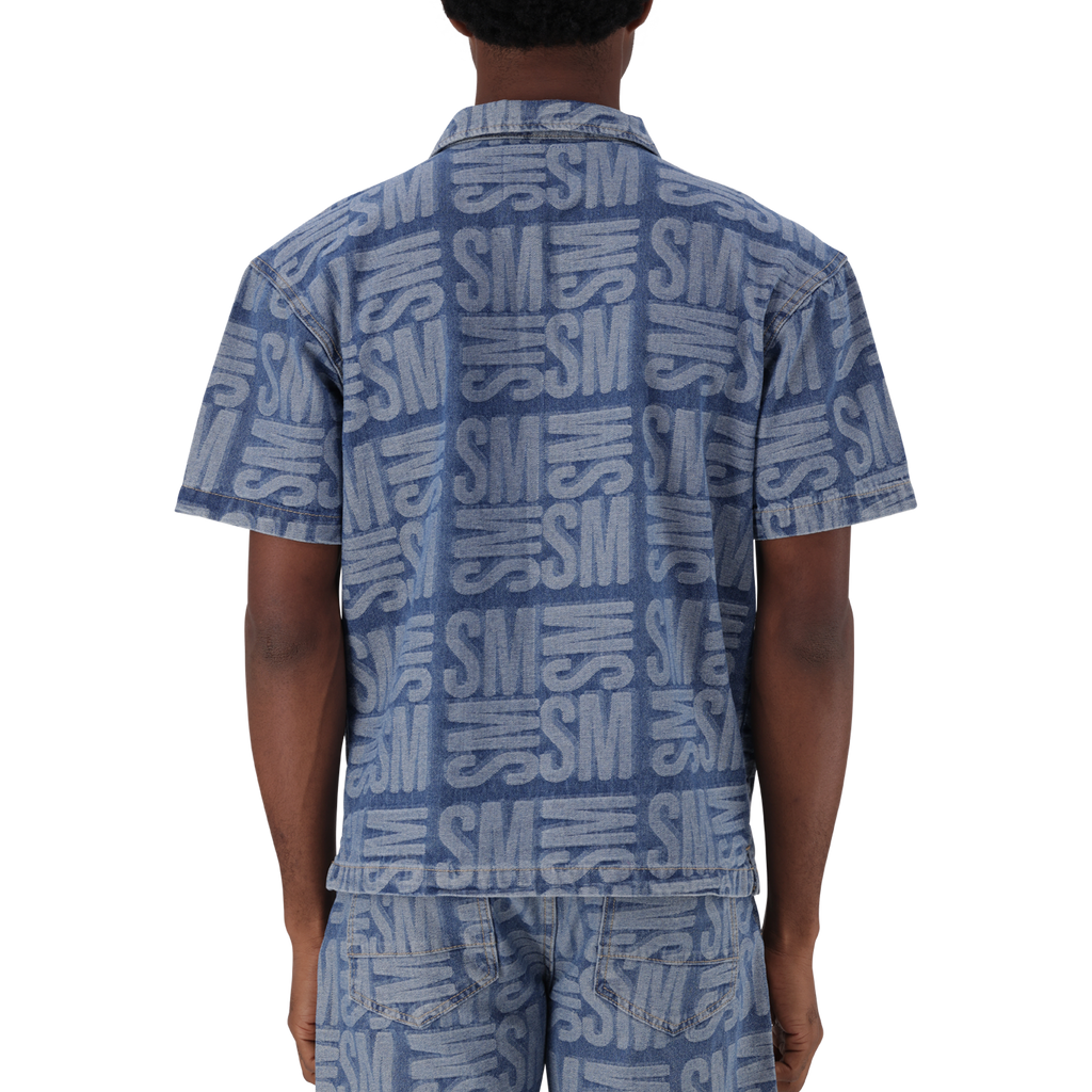 JUSTIN MID BLUE JACQUARD DENIM SHIRT