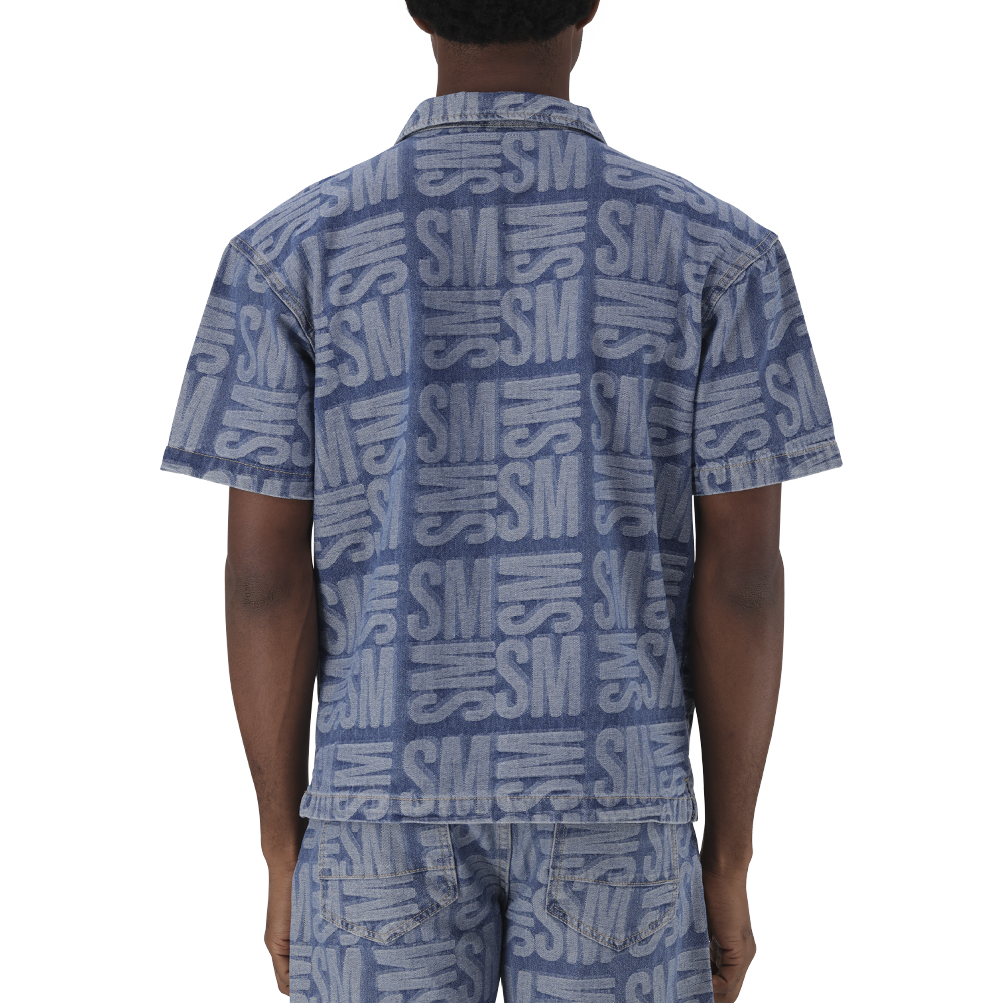JUSTIN MID BLUE JACQUARD DENIM SHIRT