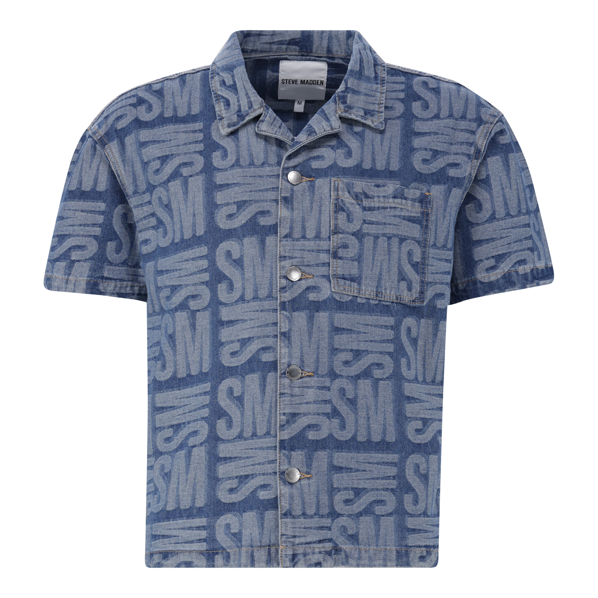 JUSTIN MID BLUE JACQUARD DENIM SHIRT