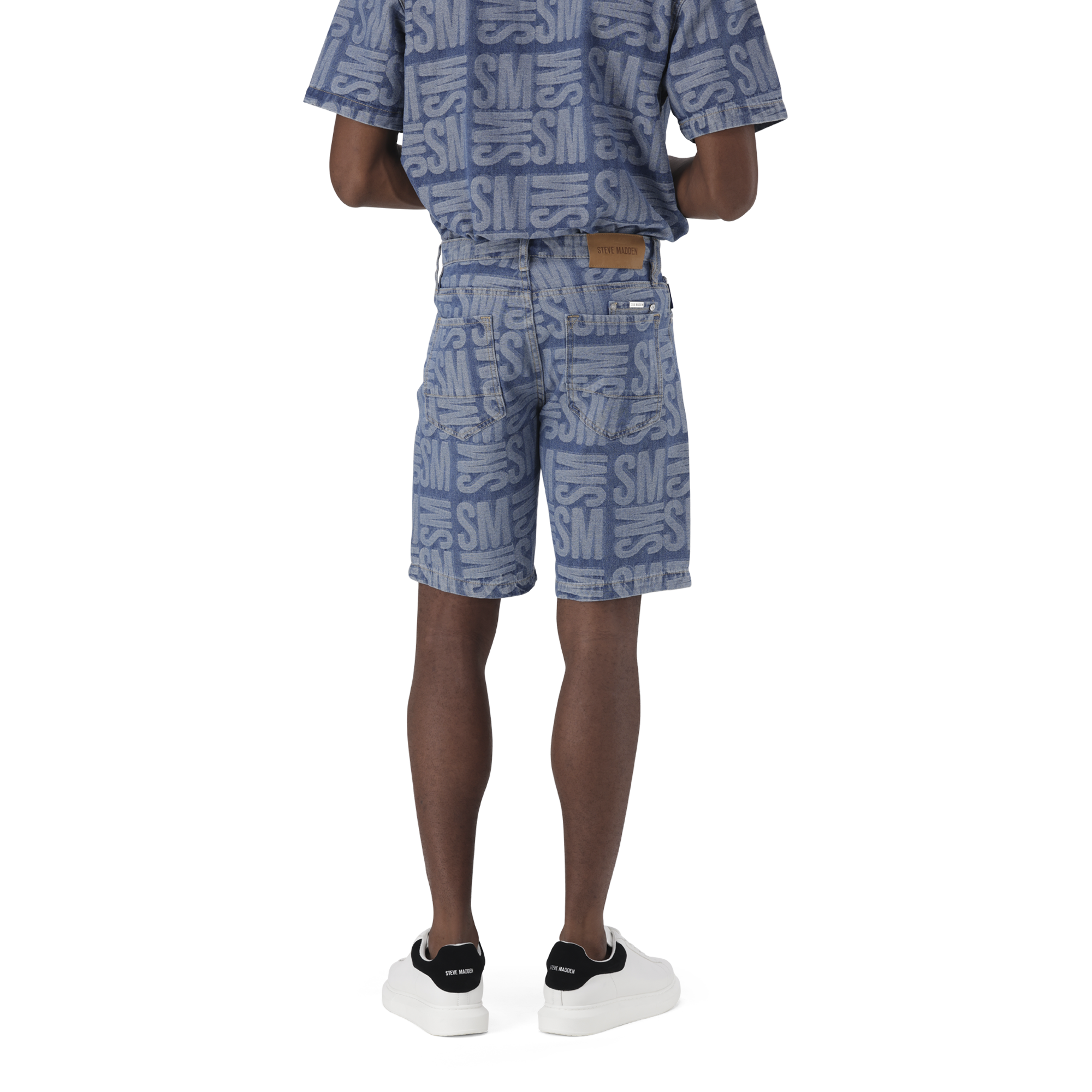JAXSON MID BLUE JACQUARD DENIM SHORTS