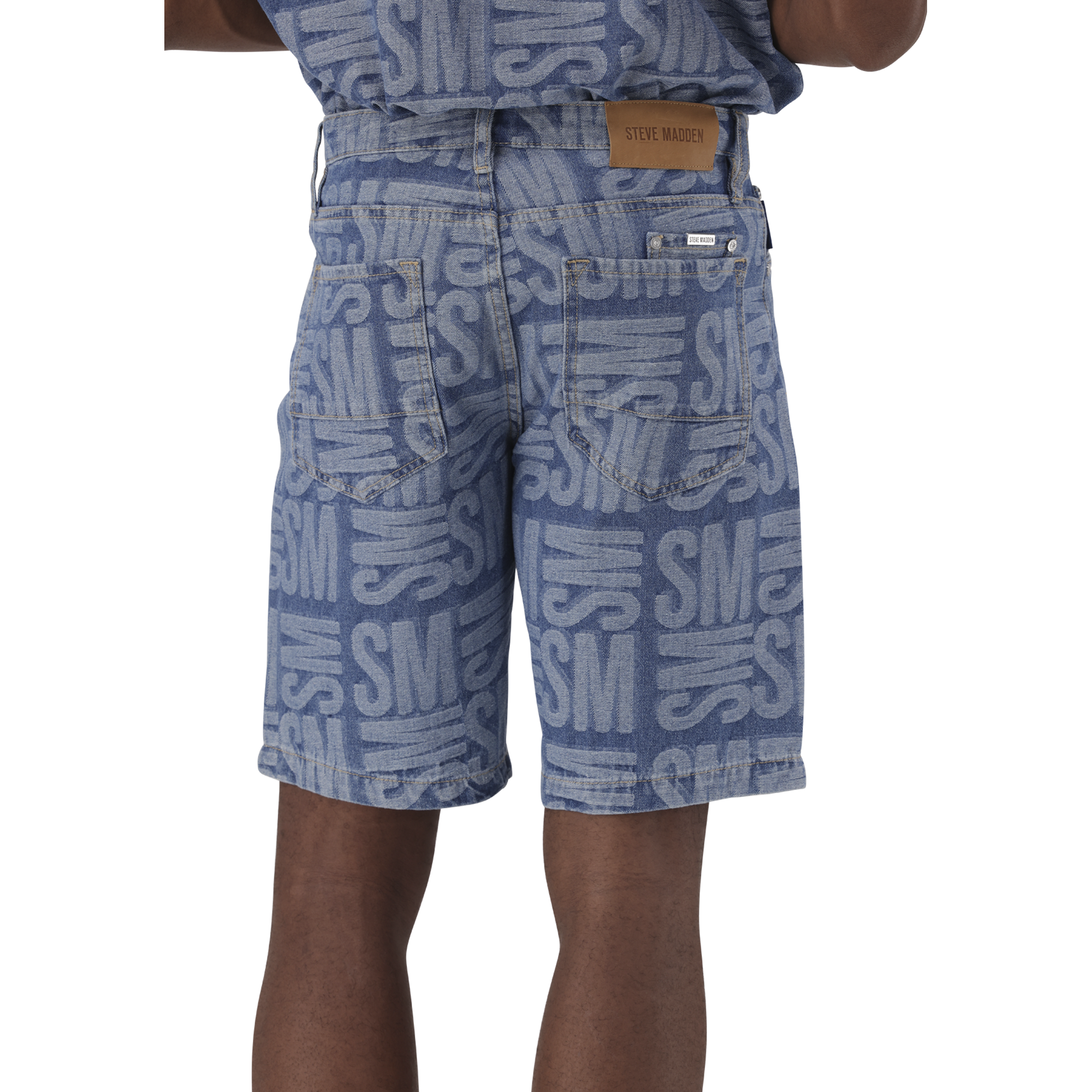 JAXSON MID BLUE JACQUARD DENIM SHORTS