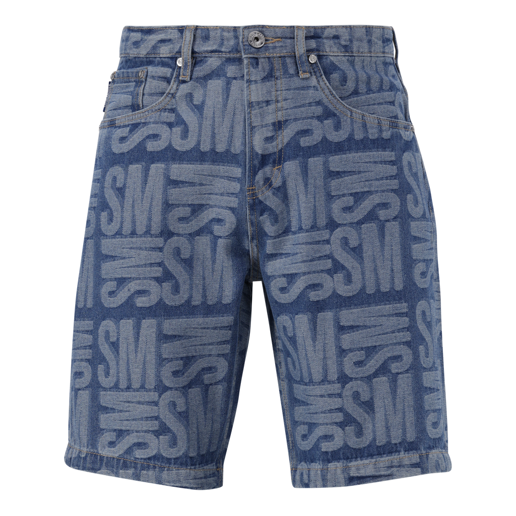 JAXSON MID BLUE JACQUARD DENIM SHORTS