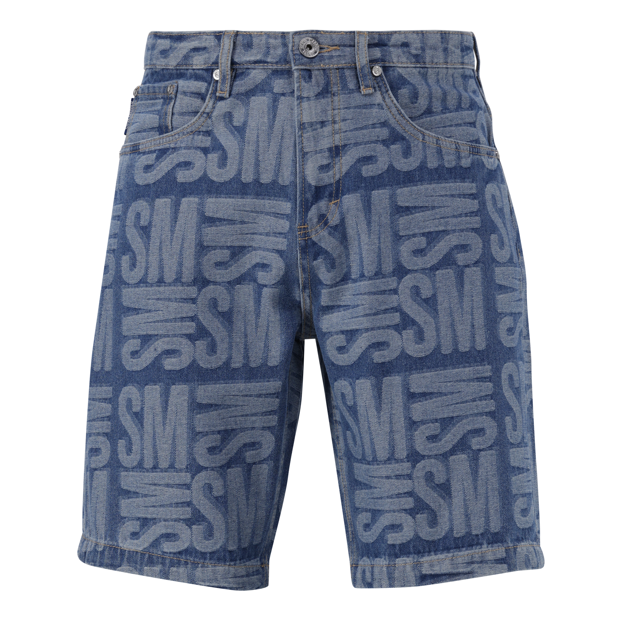 JAXSON MID BLUE JACQUARD DENIM SHORTS