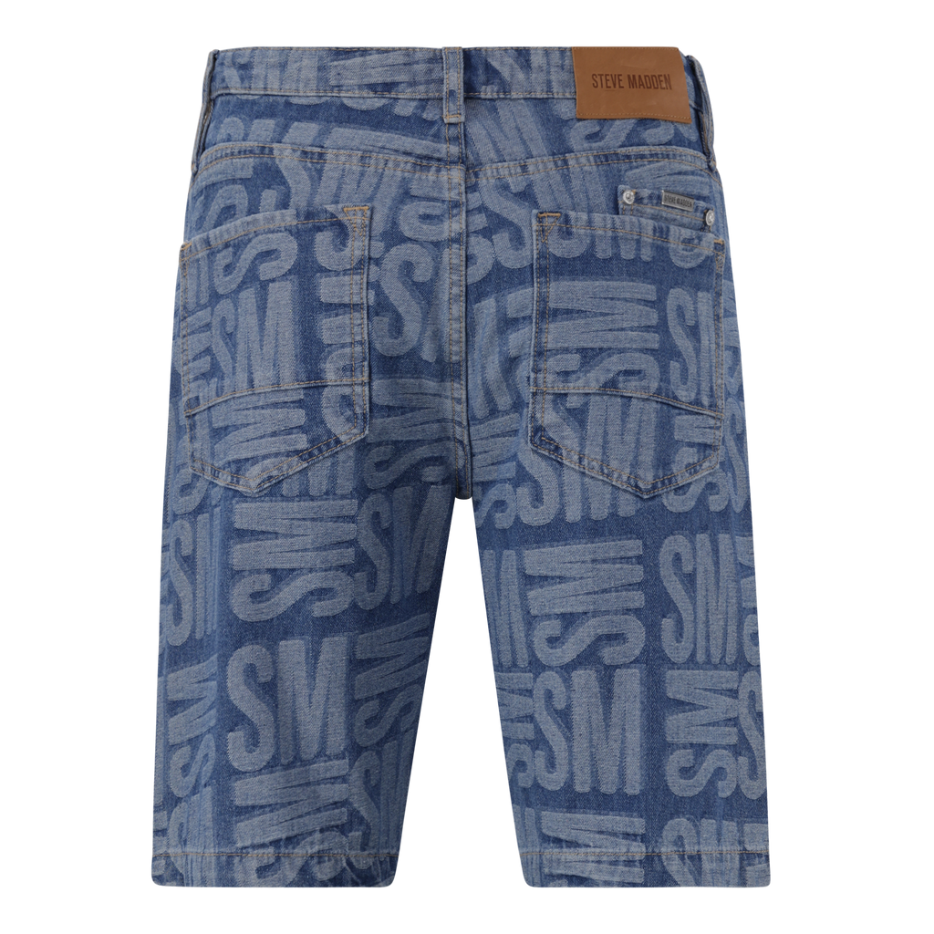 JAXSON MID BLUE JACQUARD DENIM SHORTS