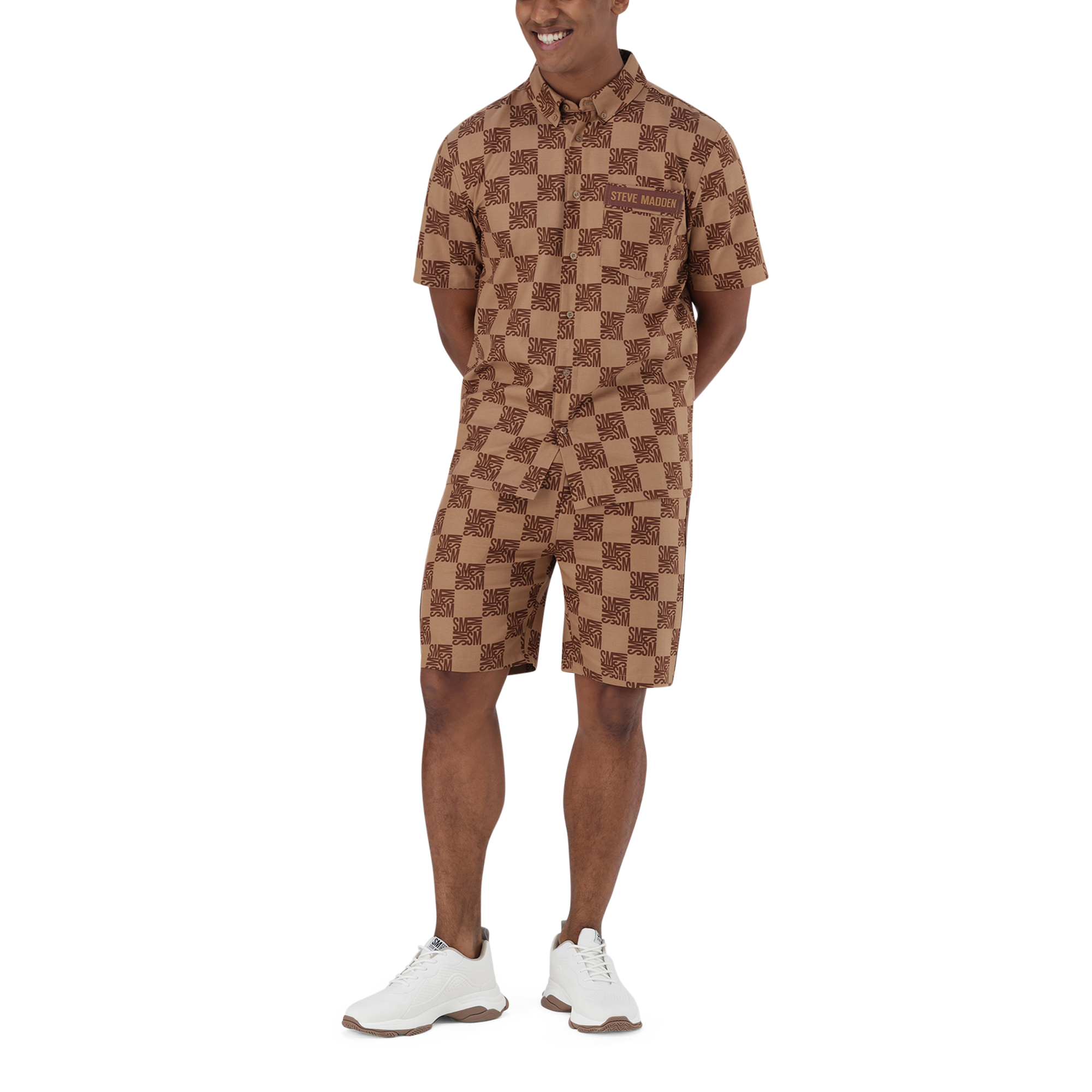 SILAS CAMEL CHECKER BLOCK SHIRT