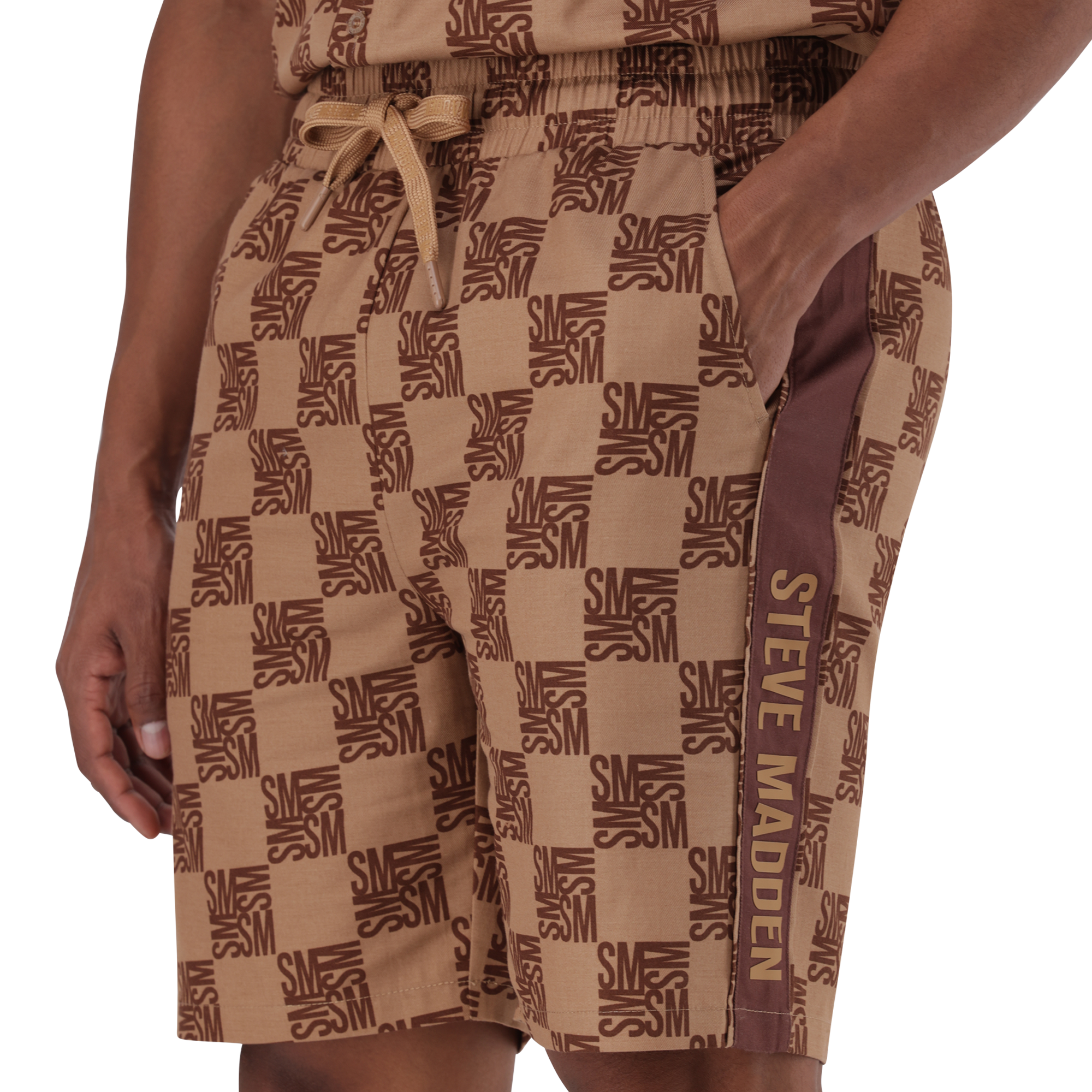 CARSON CAMEL CHECKER BLOCK SHORTS