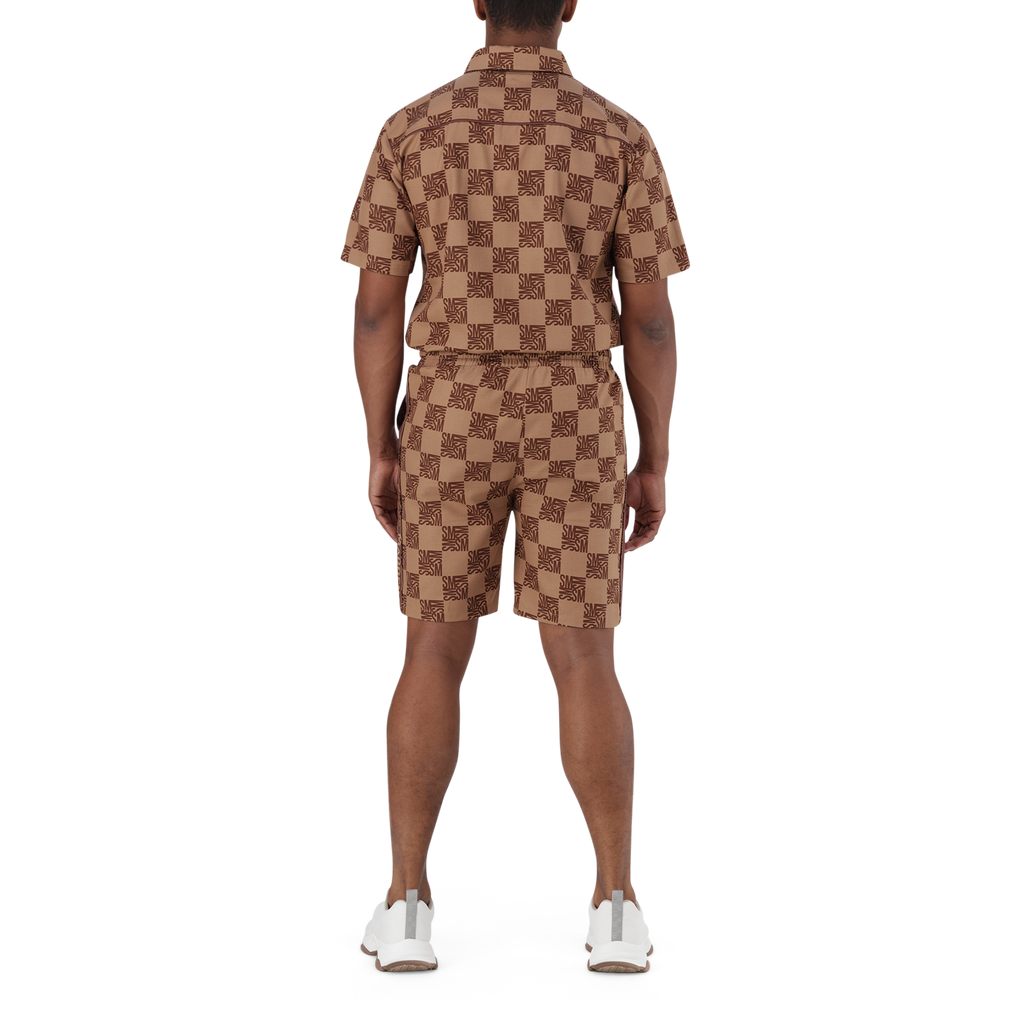 CARSON CAMEL CHECKER BLOCK SHORTS