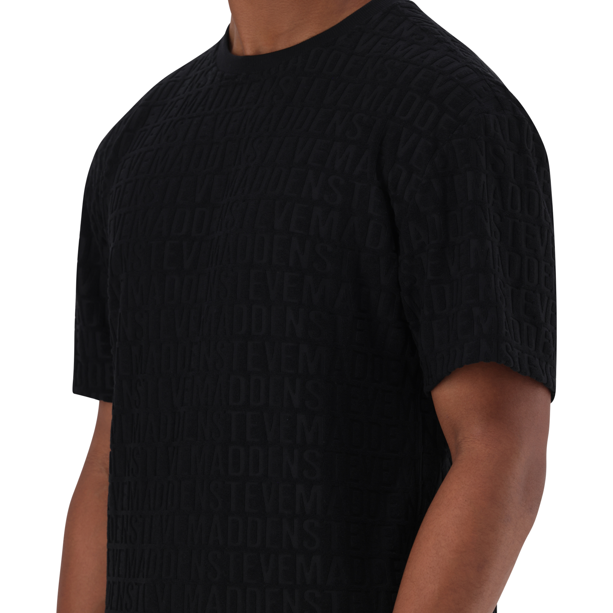 CALEB BLACK EMBOSSED T-SHIRT
