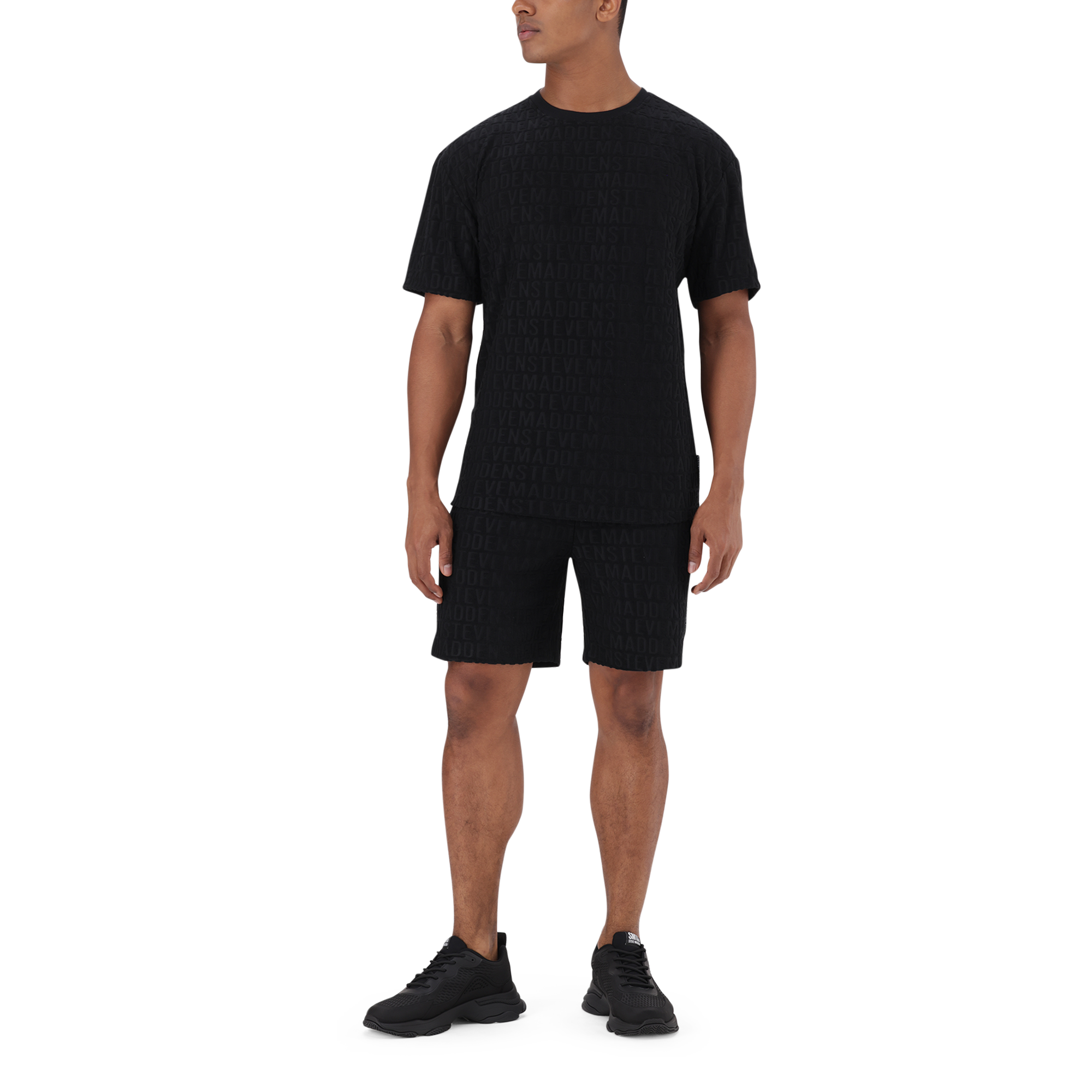 CALEB BLACK EMBOSSED T-SHIRT
