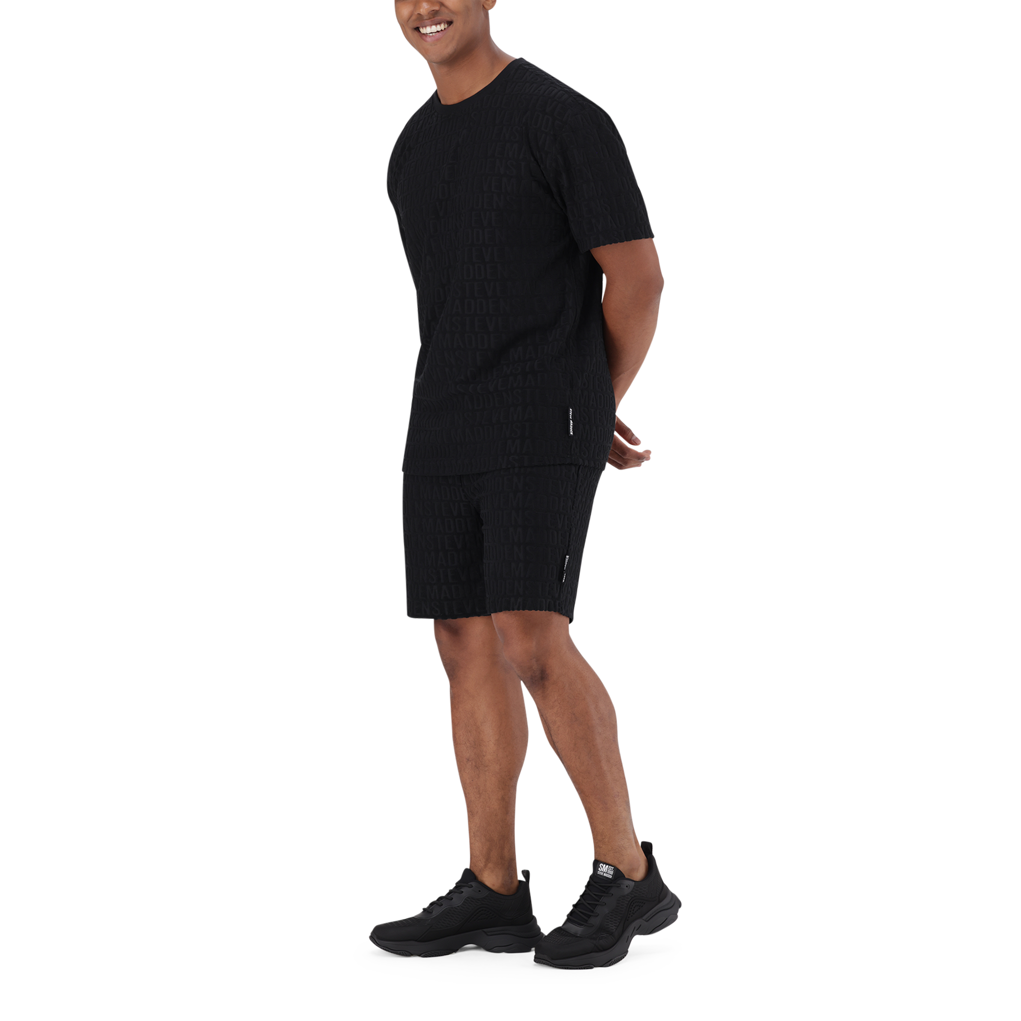 CALEB BLACK EMBOSSED T-SHIRT