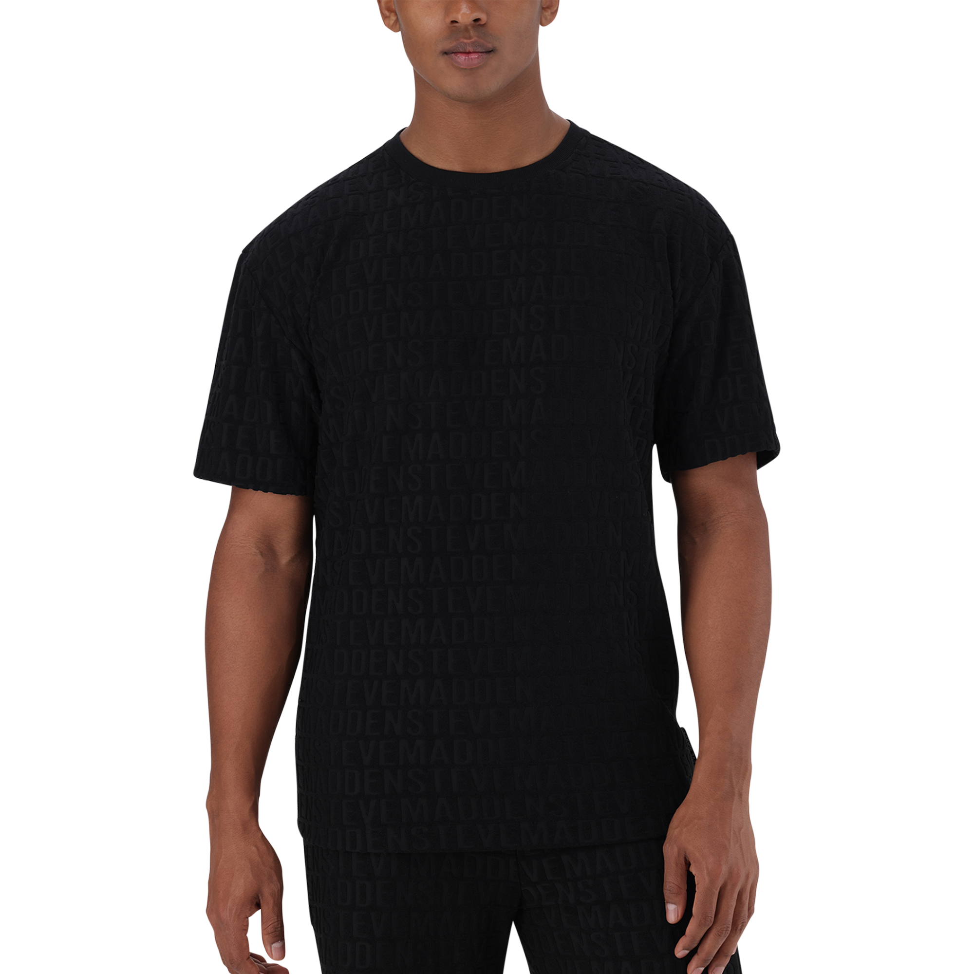 CALEB BLACK EMBOSSED T-SHIRT