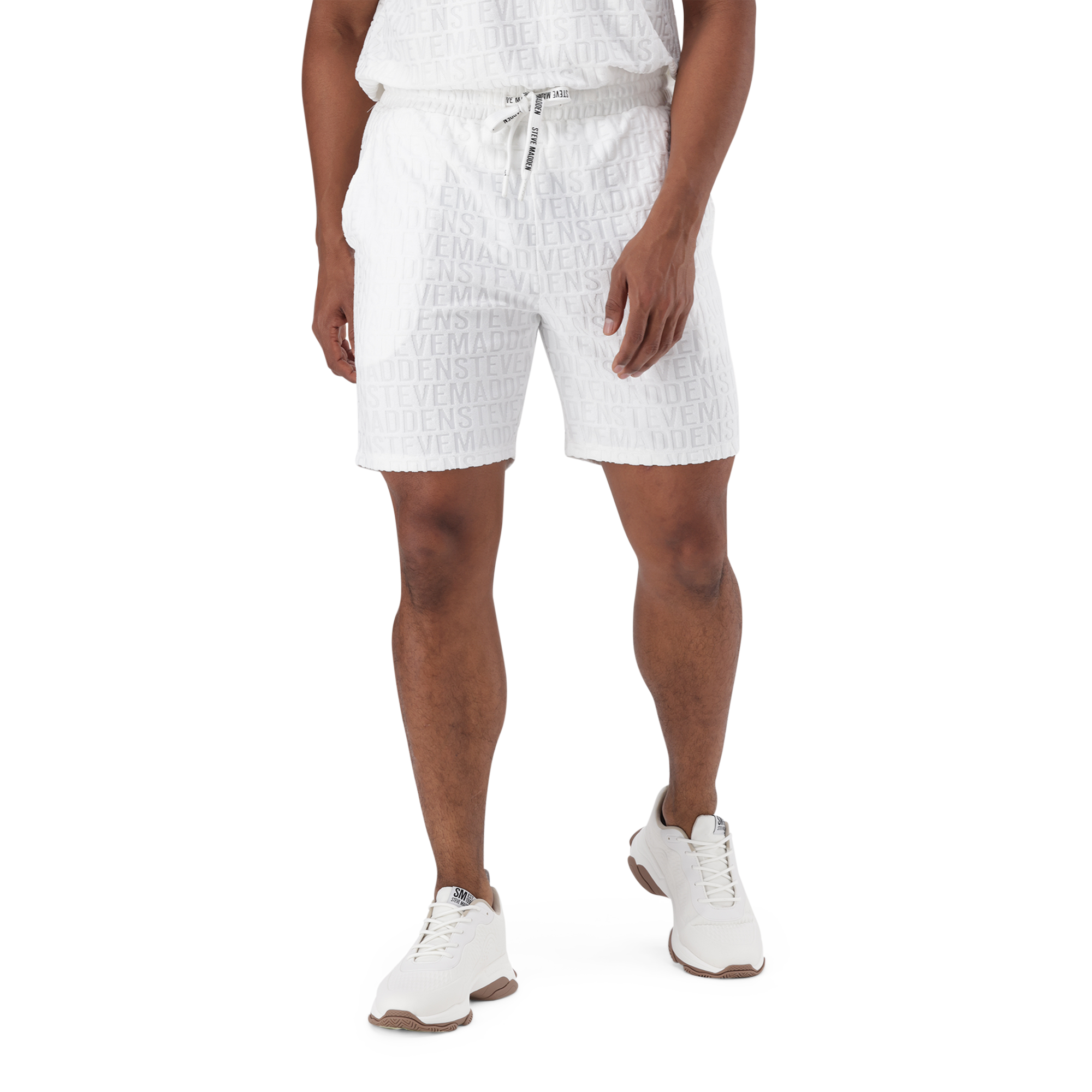 ASHTON OFF WHITE EMBOSSED JOGGER SHORTS