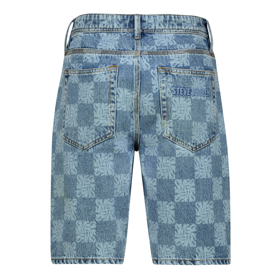 KNOX MID BLUE PRINTED DENIM SHORTS