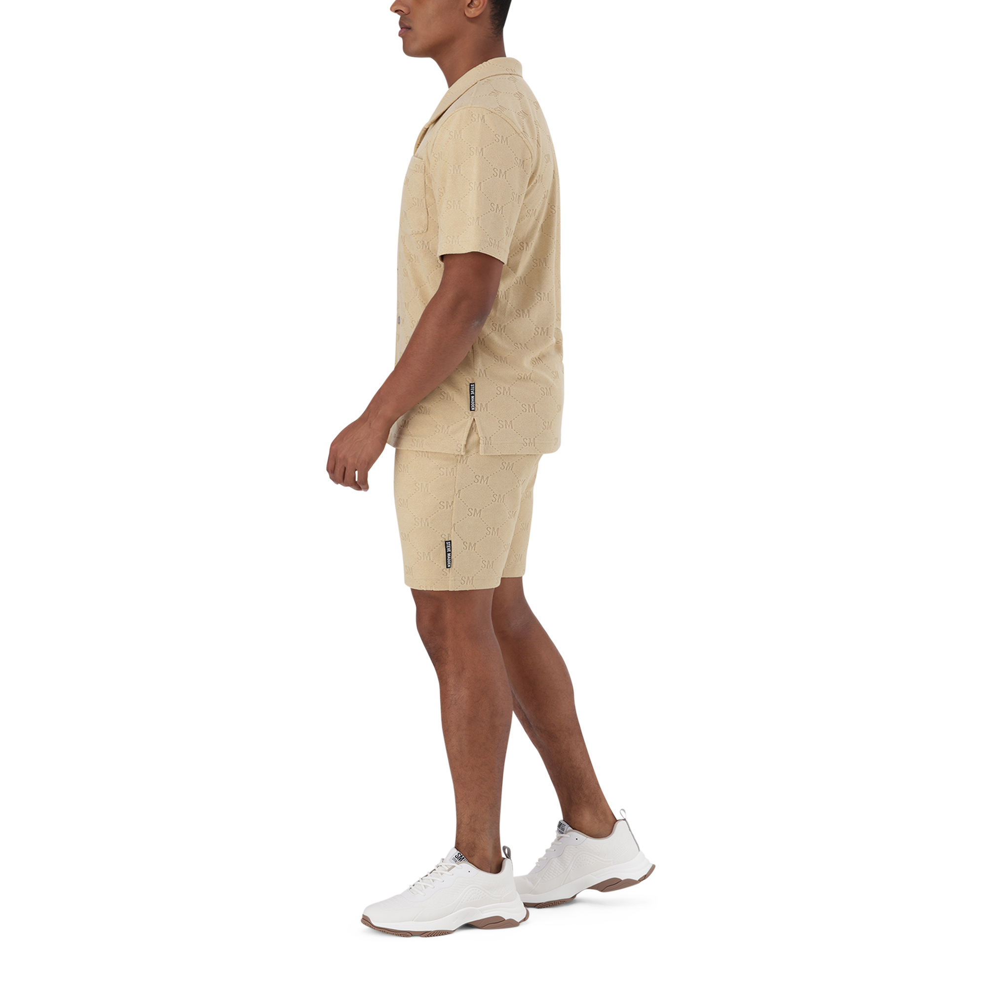 LUIS DARK STONE EMBOSSED JOGGER SHORTS