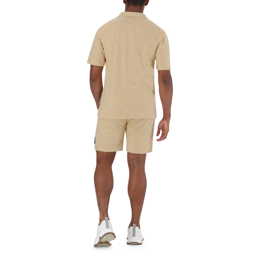 LUIS DARK STONE EMBOSSED JOGGER SHORTS