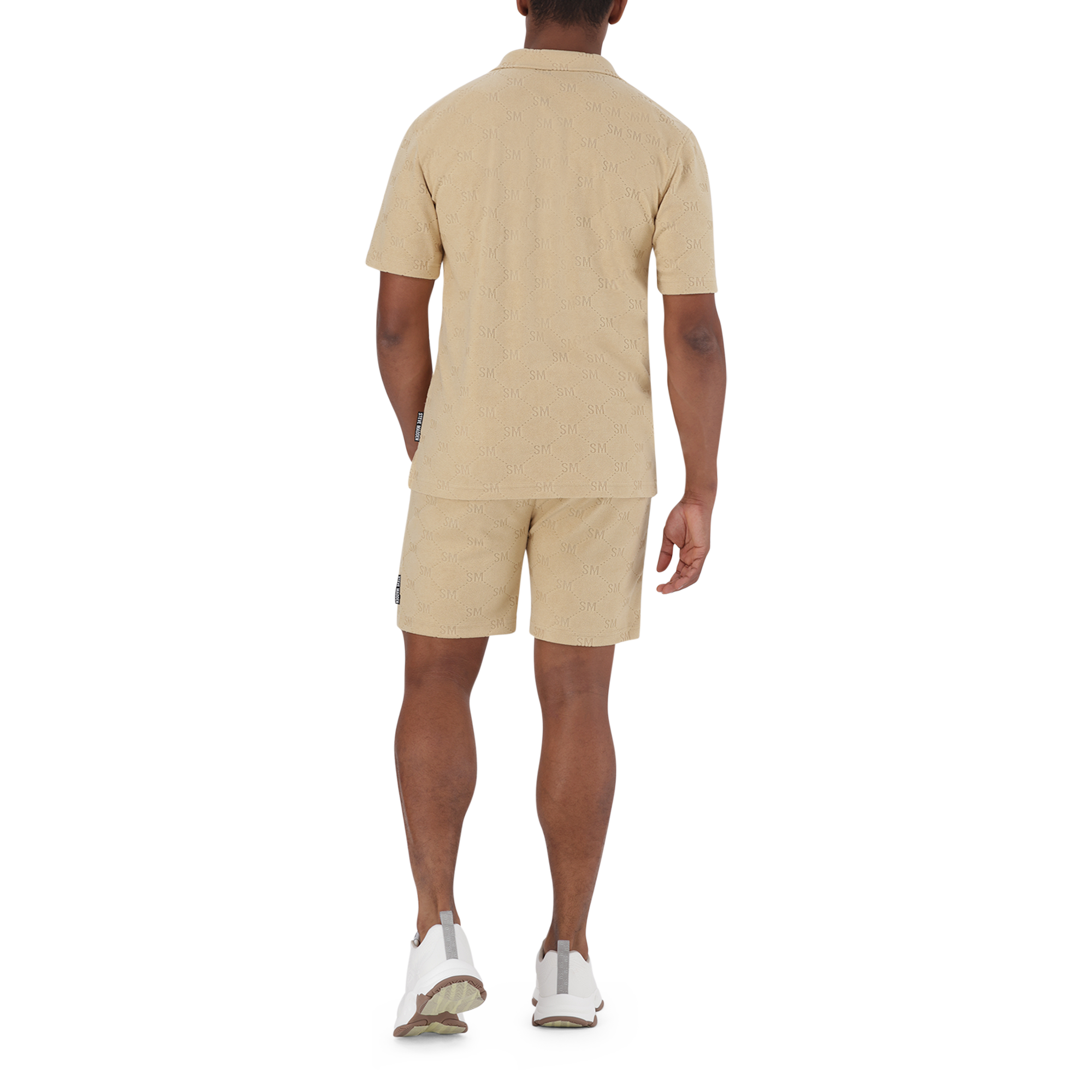 LUIS DARK STONE EMBOSSED JOGGER SHORTS