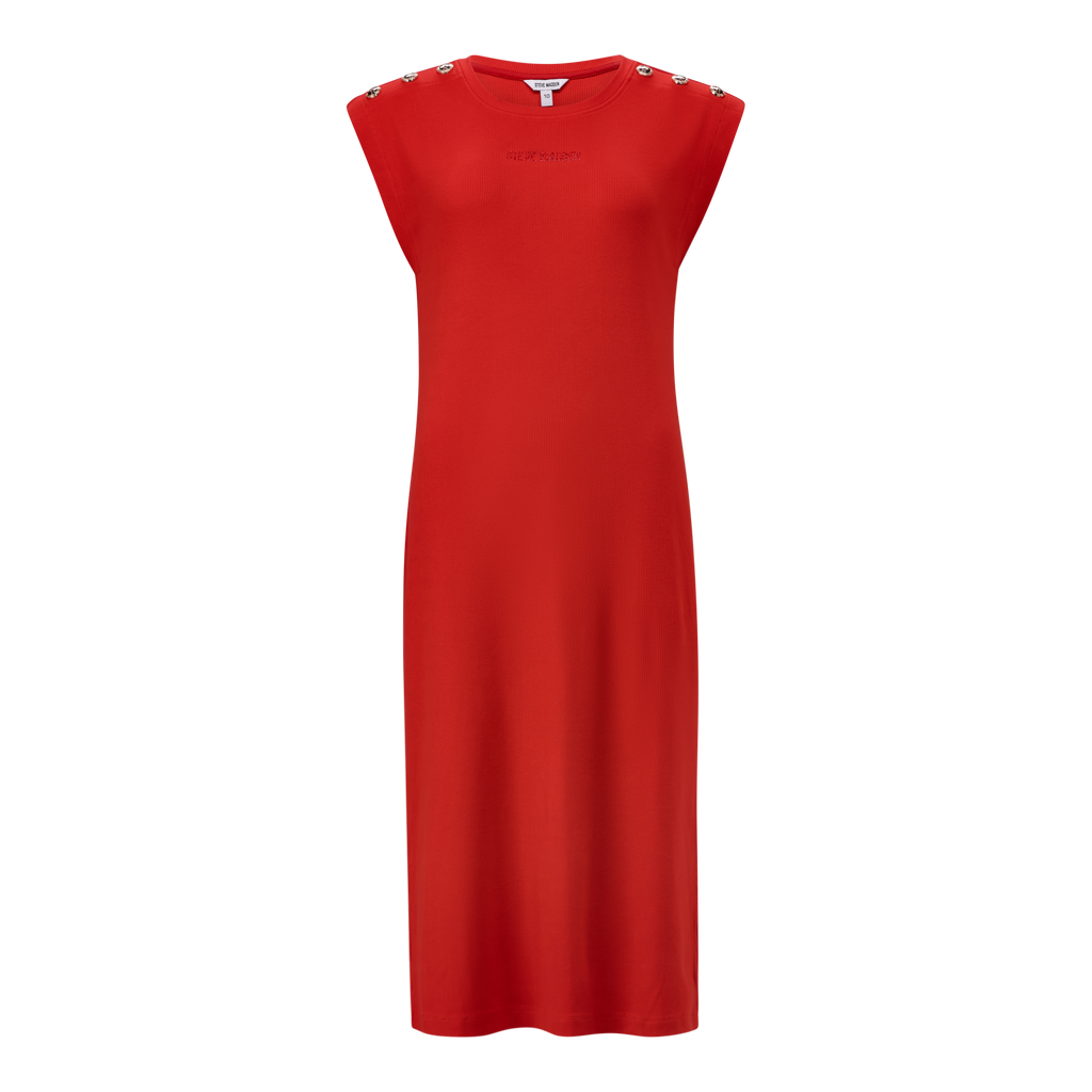 ELLE RED TUNIC MIDI DRESS WITH POPPERS