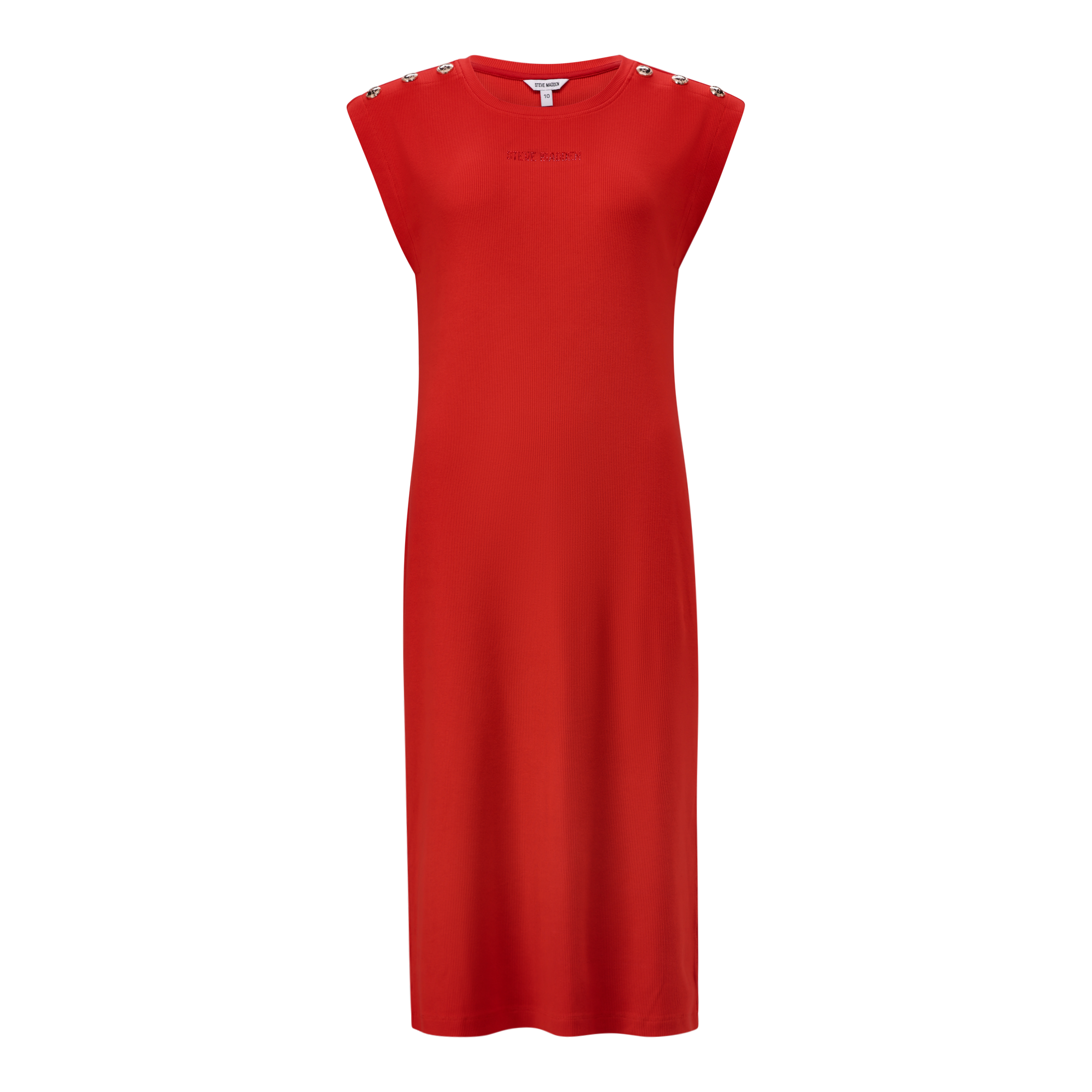 ELLE RED TUNIC MIDI DRESS WITH POPPERS