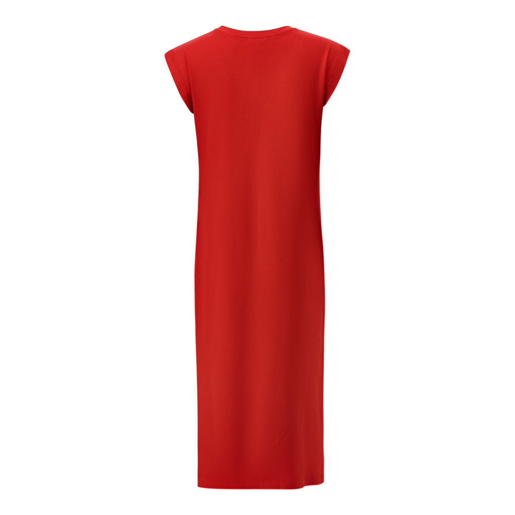 ELLE RED TUNIC MIDI DRESS WITH POPPERS