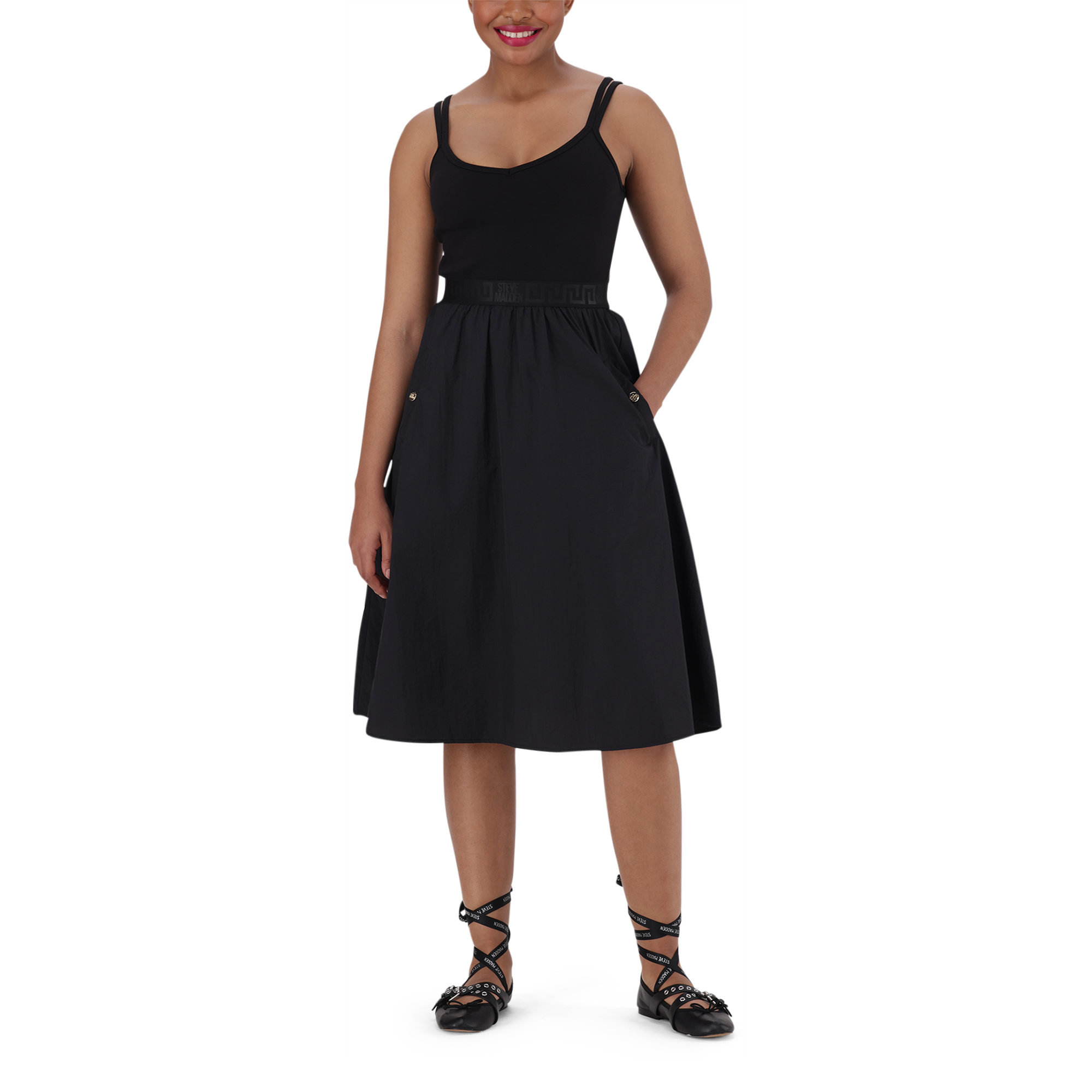 ZORA BLACK BALLERINA MIDI DRESS