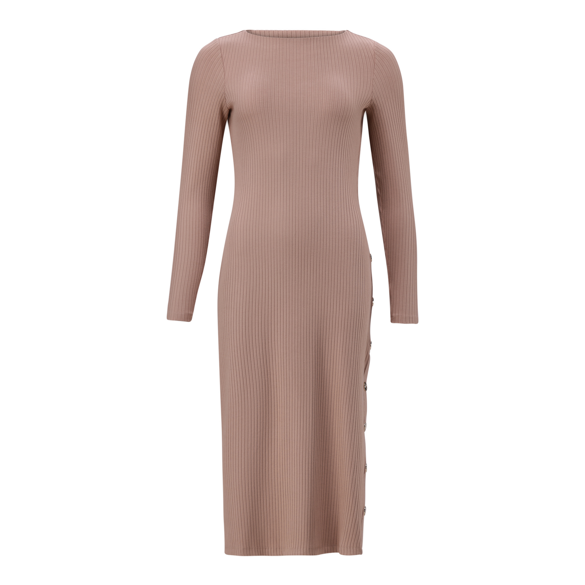 RINA WARM TAUPE TUNIC MIDI DRESS
