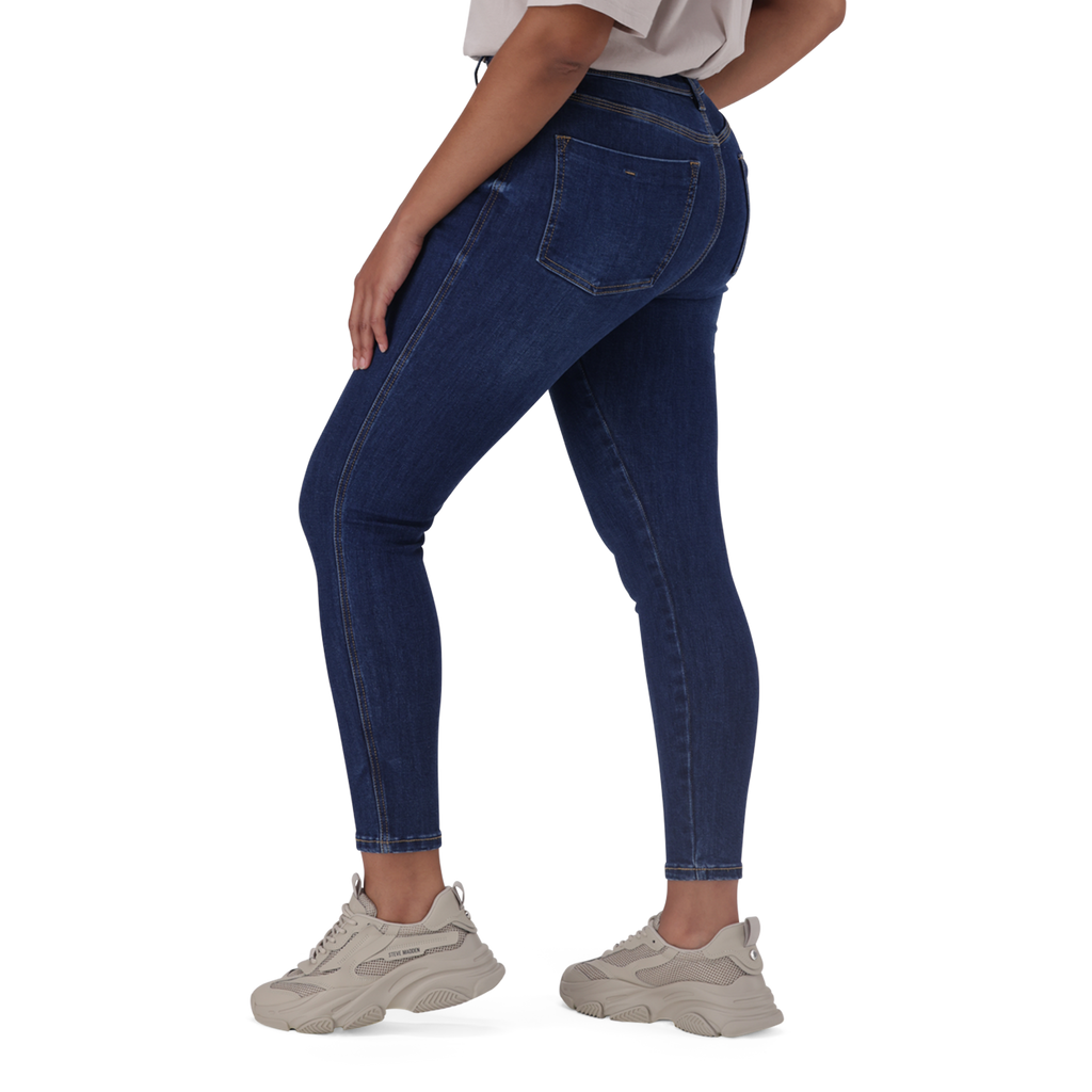 ZOE CONTOUR CURVY DARK WASH SKINNY WITH BUTTON FLY