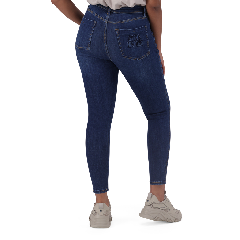 ZOE CONTOUR CURVY DARK WASH SKINNY WITH BUTTON FLY