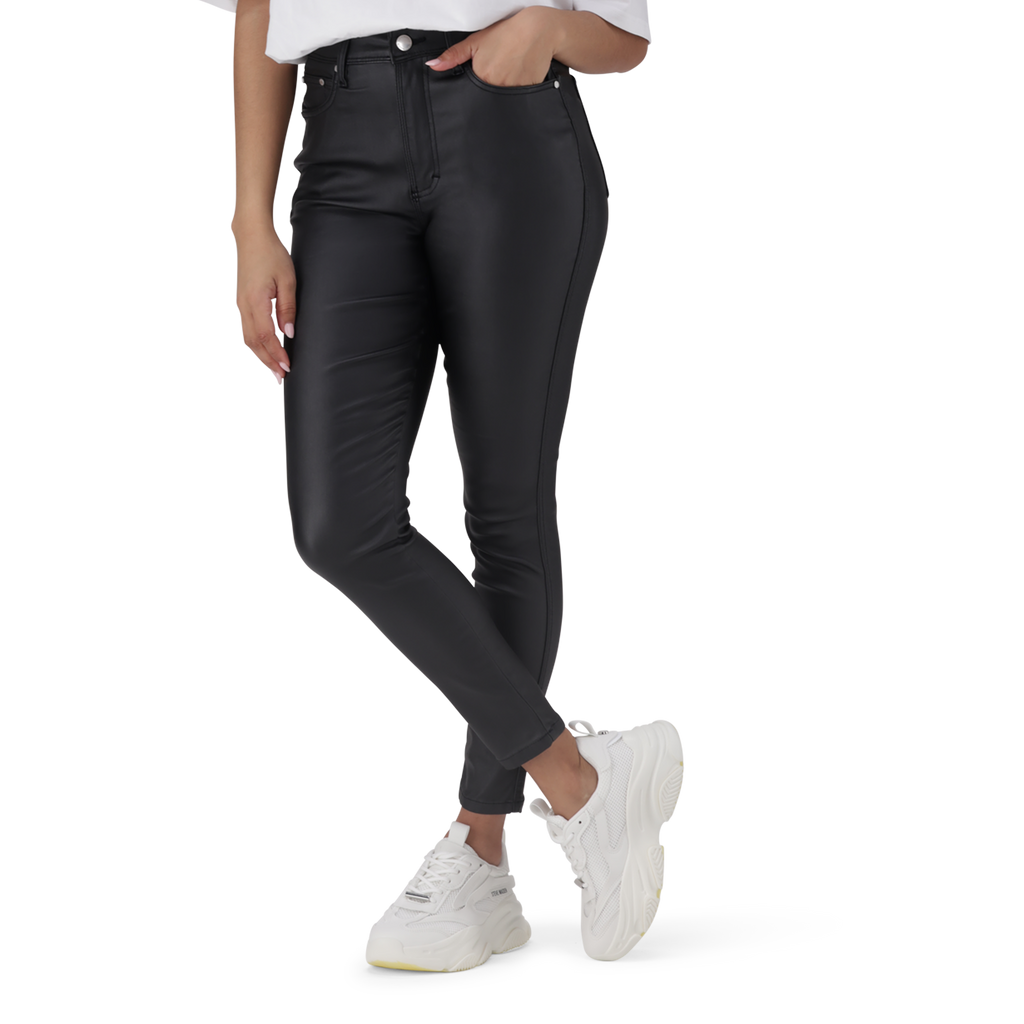 ZOE CONTOUR CURVY BLACK WET LOOK SKINNY