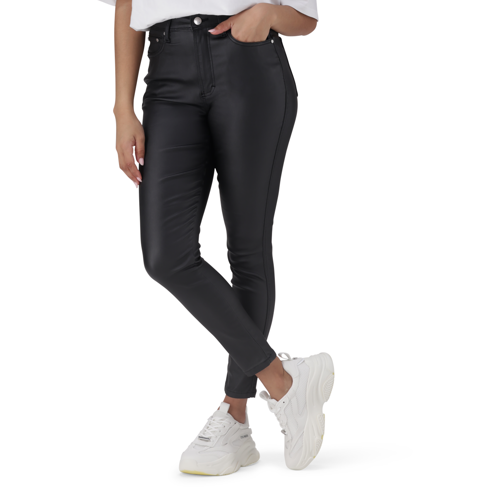 ZOE CONTOUR CURVY BLACK WET LOOK SKINNY