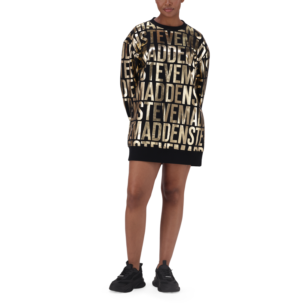 NTOMZ BLACK GOLD OVERISZED SWEAT DRESS
