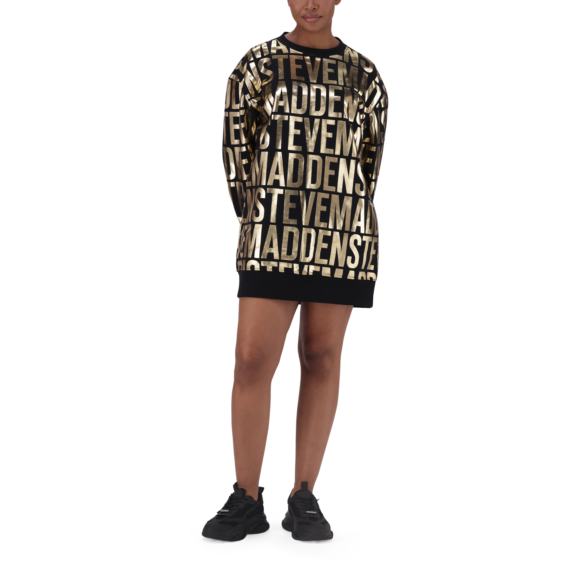 NTOMZ BLACK GOLD OVERISZED SWEAT DRESS