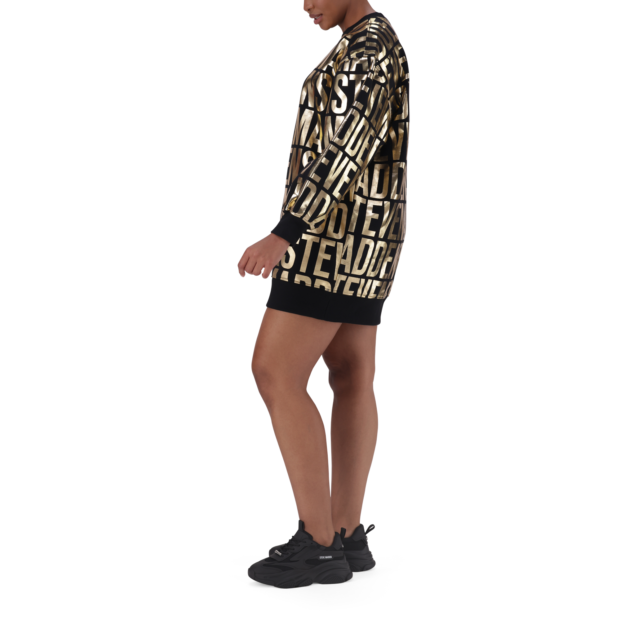 NTOMZ BLACK GOLD OVERISZED SWEAT DRESS
